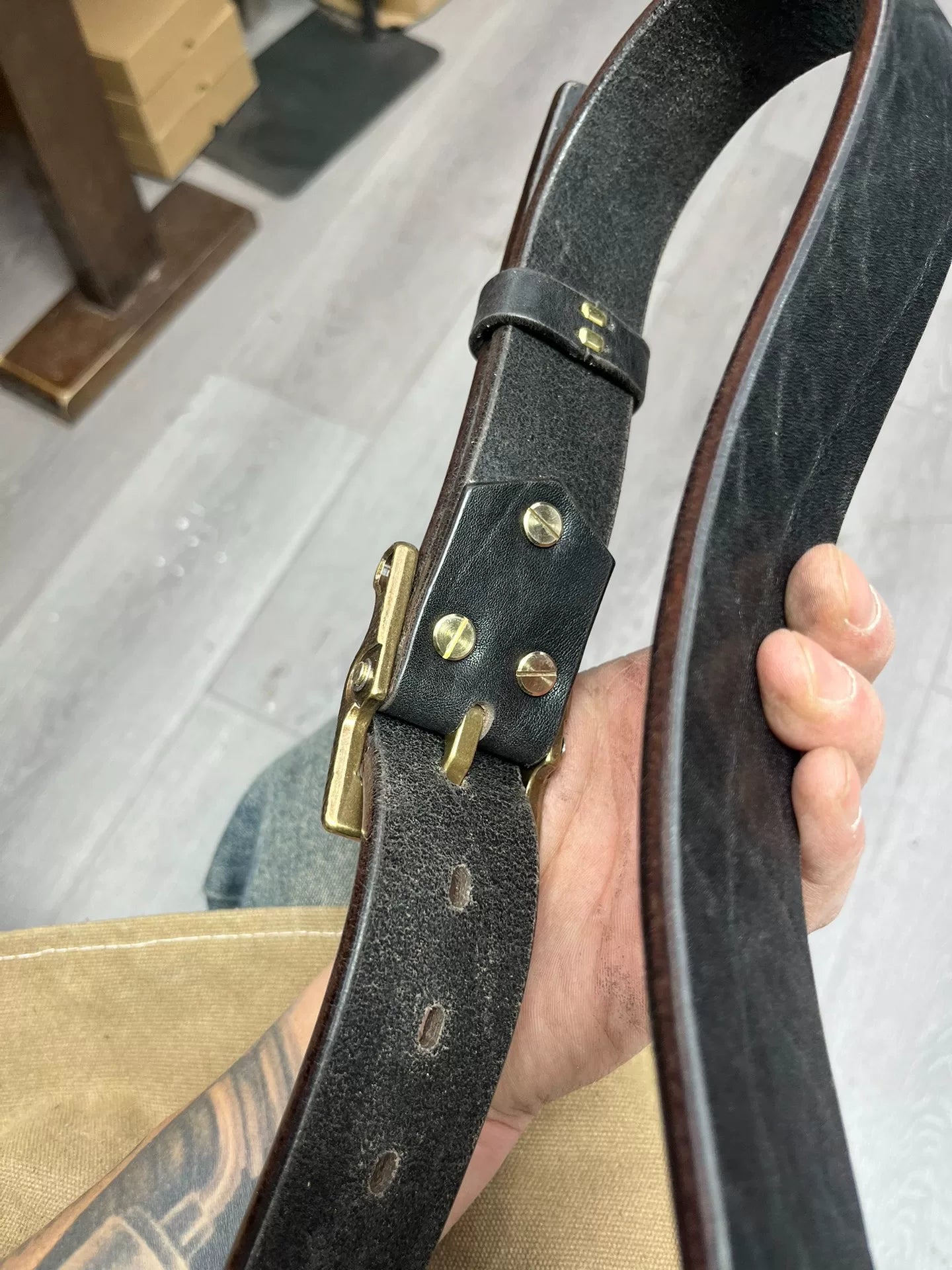 6.5mm Hand-Hammered Texture Buffalo Leather Belt — 4cm Wide