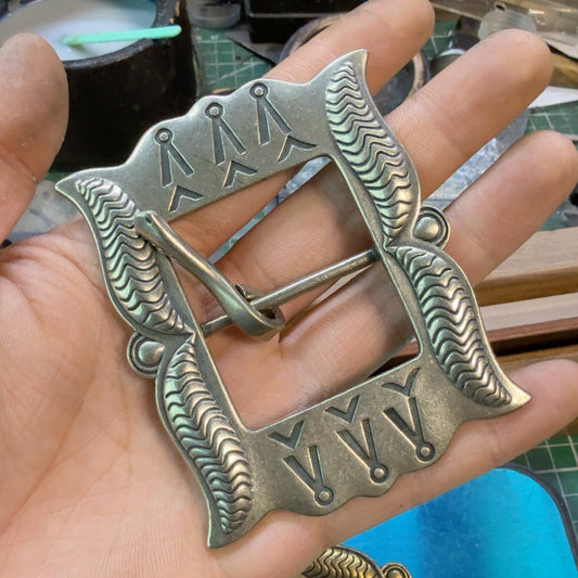 Pure copper unplated Navajo belt buckle