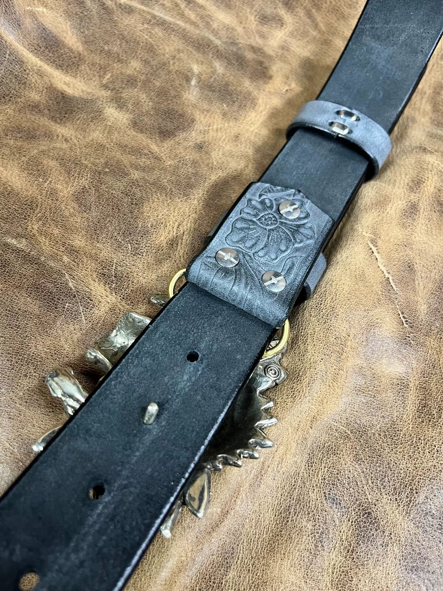 British A brand replica white copper skull Indian white copper belt…