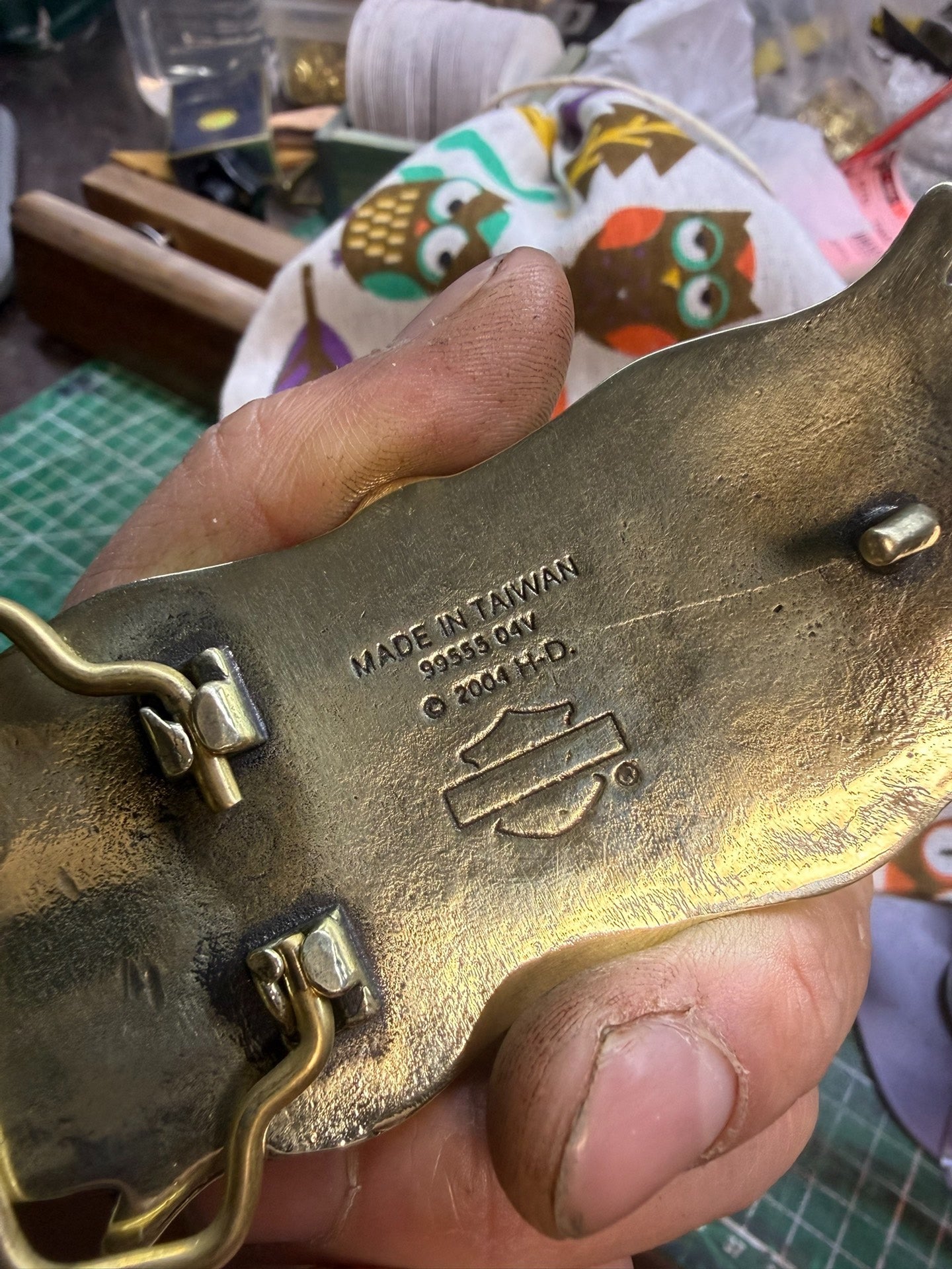 Solid pure brass Harley Harley flame smooth buckle