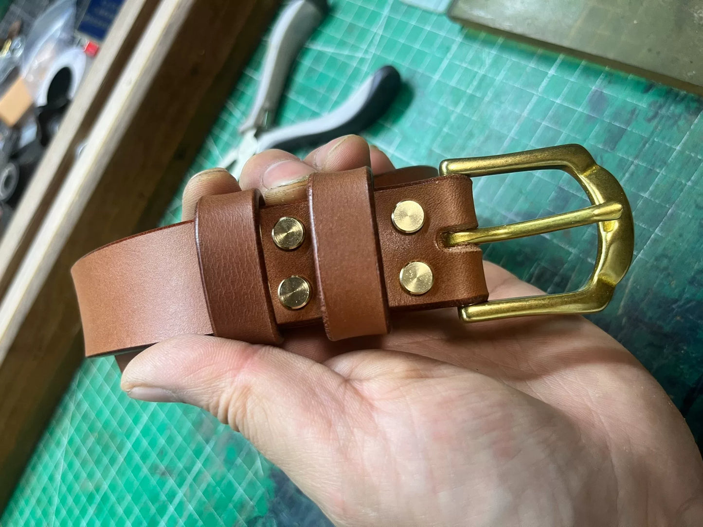 3cm Narrow Handmade Belt — Italian Tuscany Leather, Solid Brass Buckle