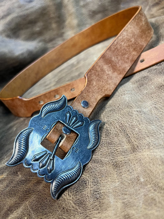 Brass silver plated RRL vintage handmade belt customized