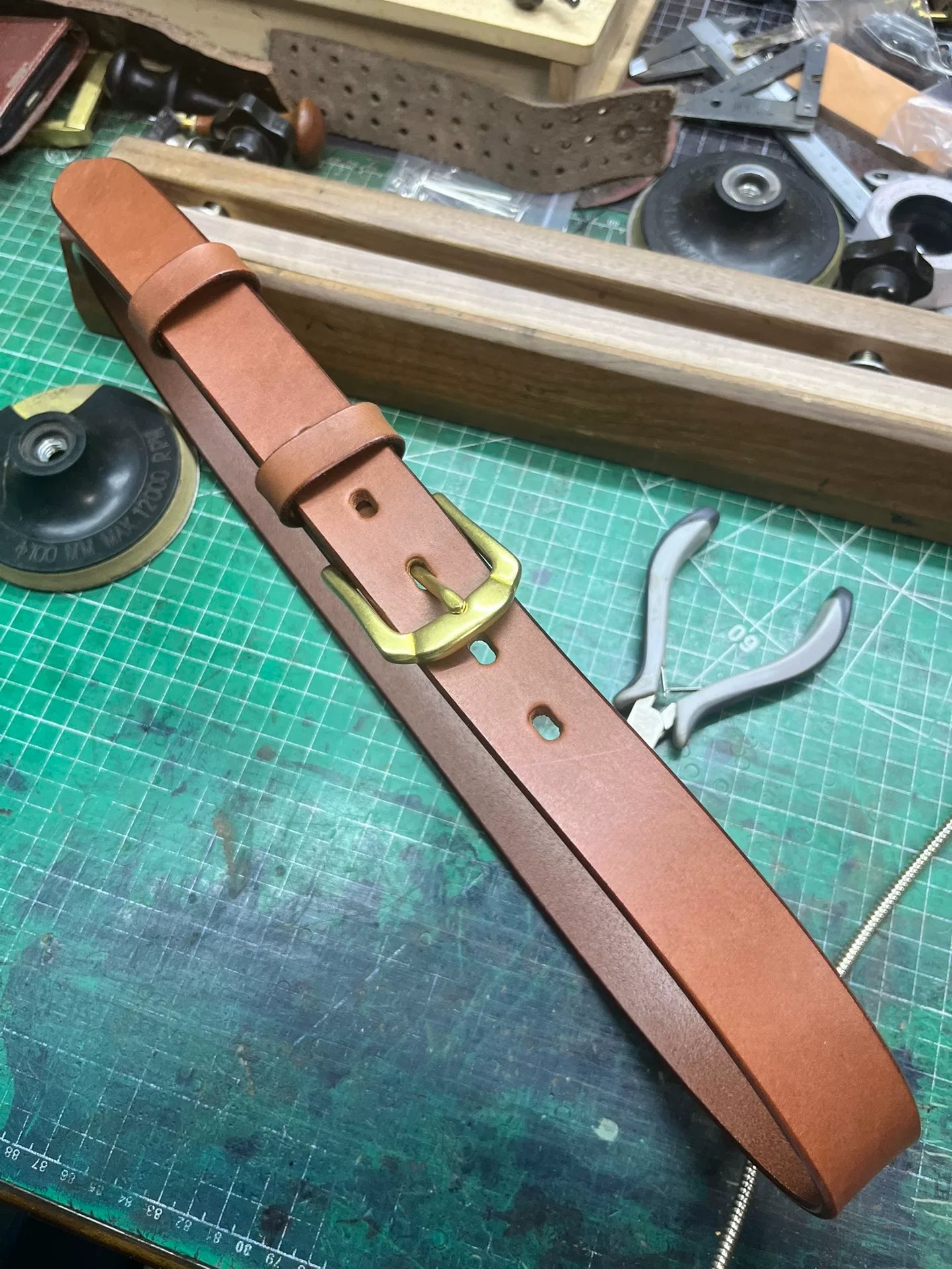 3cm Narrow Handmade Belt — Italian Tuscany Leather, Solid Brass Buckle