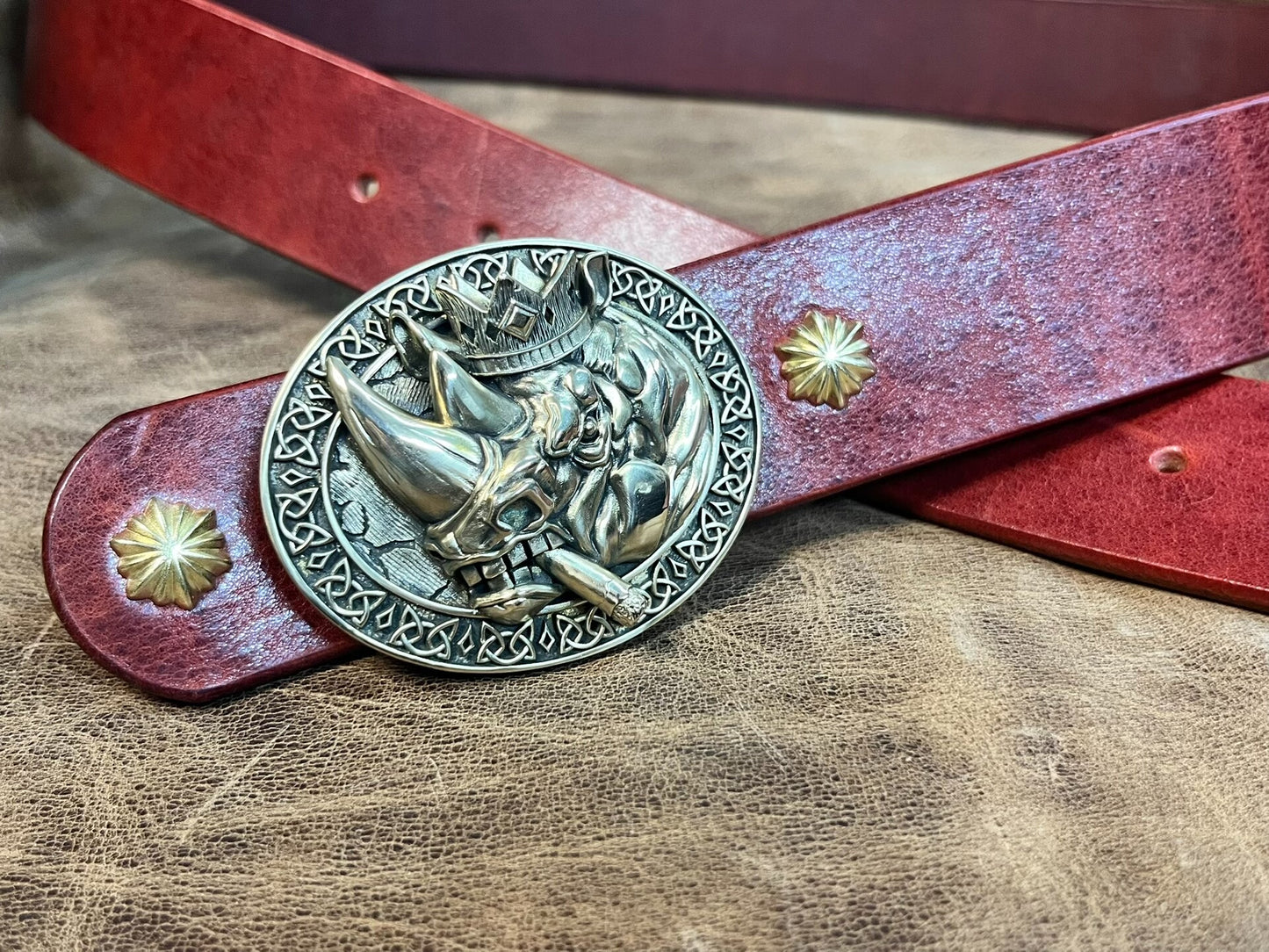 Jiayantang brass realistic rhino belt buckle with Italian vegetable…