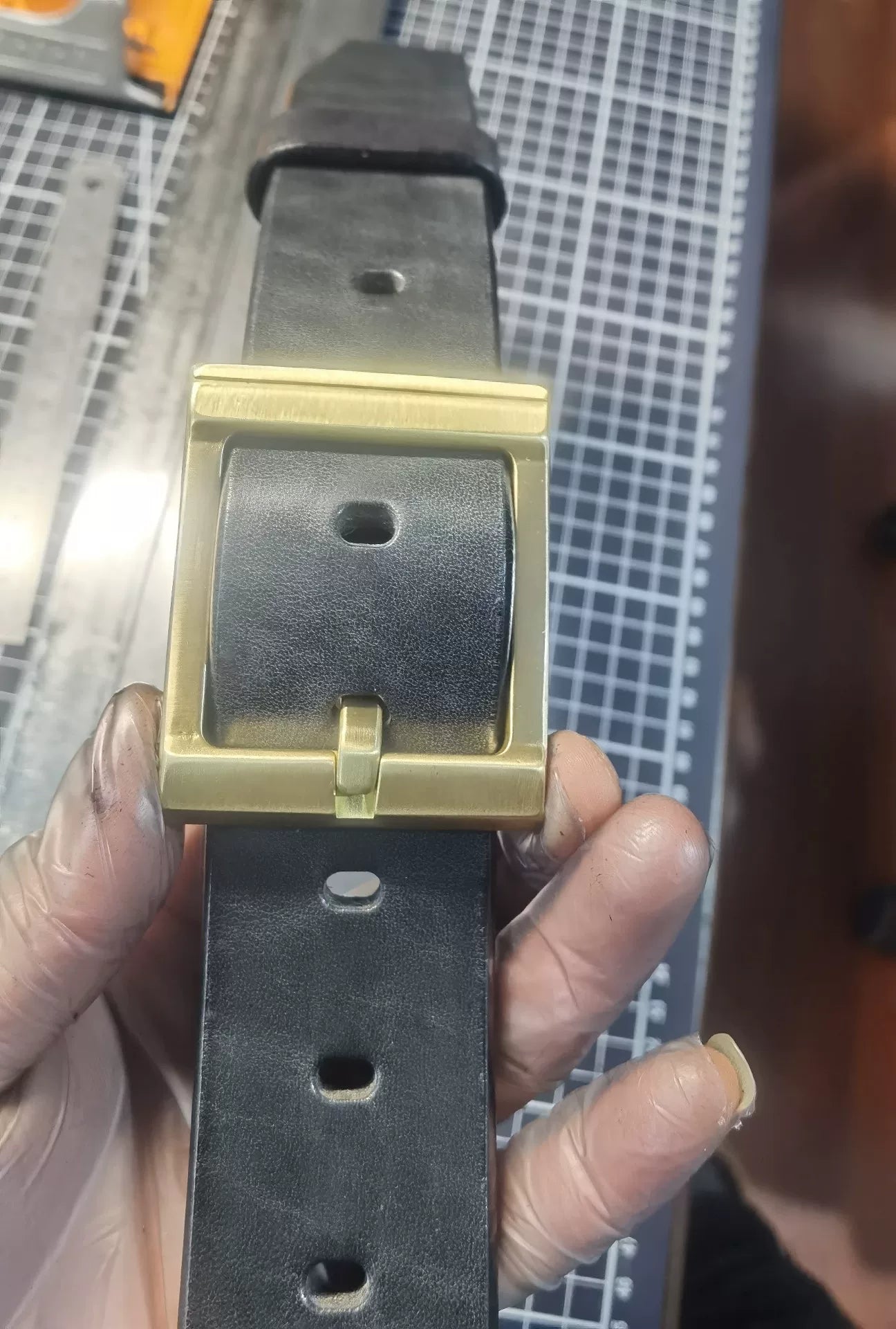 Meian handmade belt, imported from Meian. Black, business casual belt