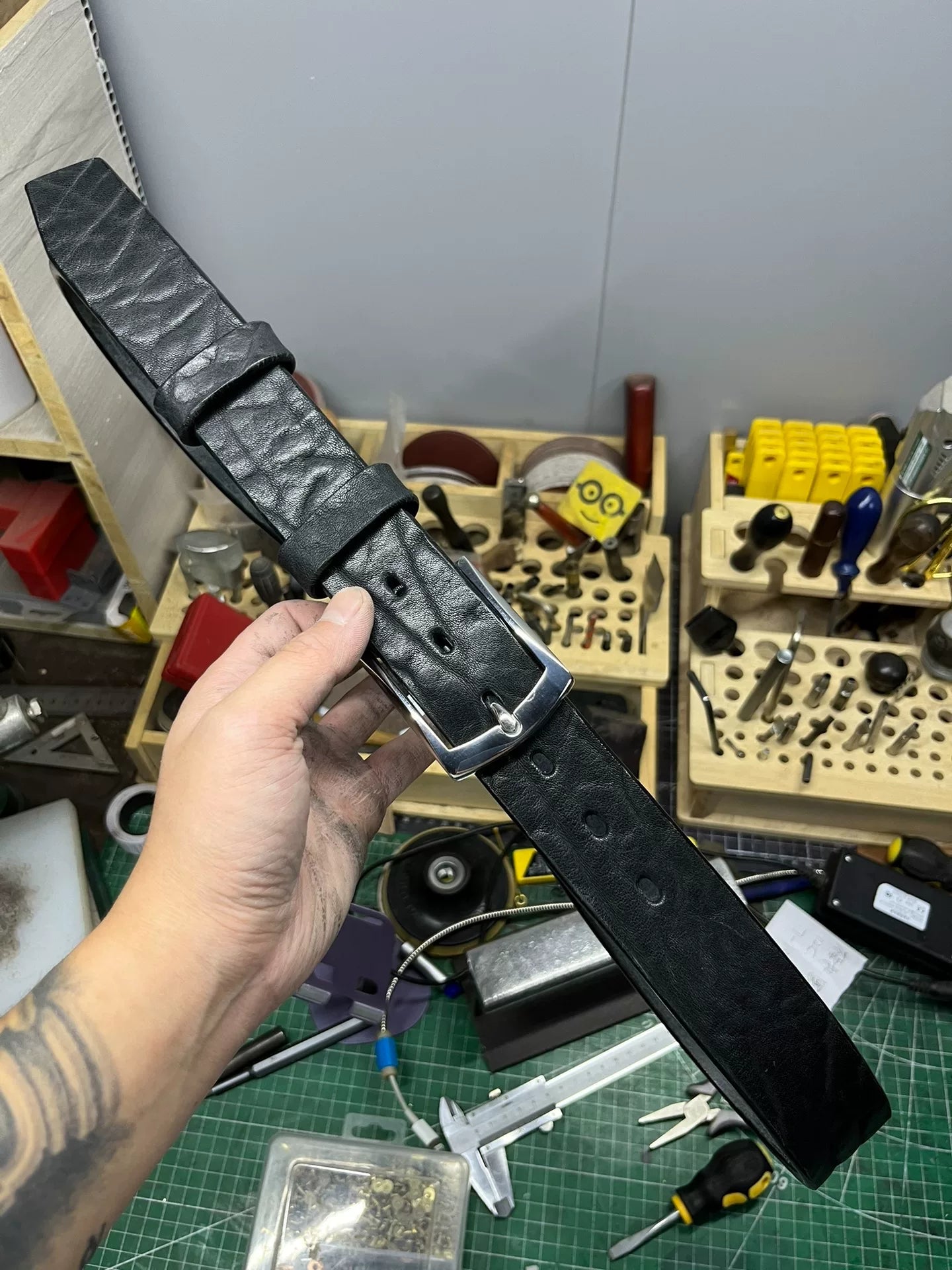 5.5mm thickened North American bison leather handmade belt