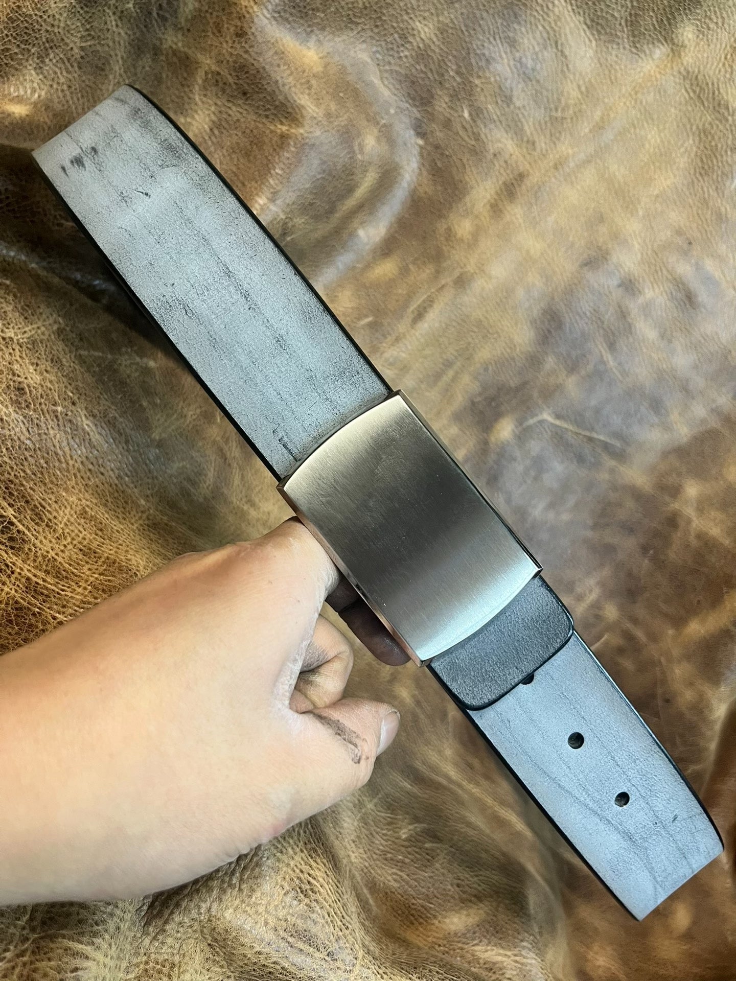 Customized handmade belt with Italian horse rein carvings