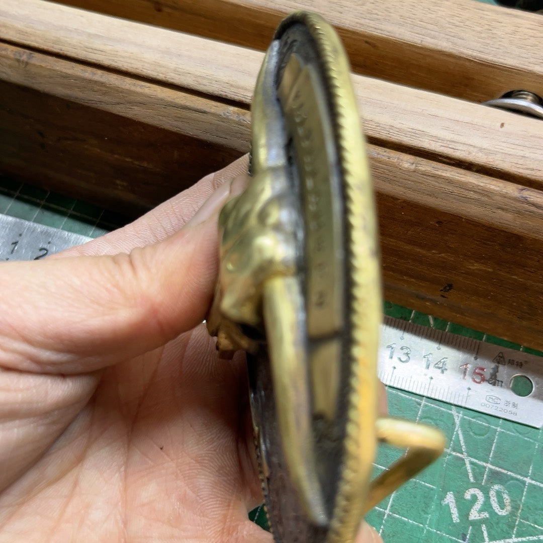 RL second-hand brass bull head belt buckle