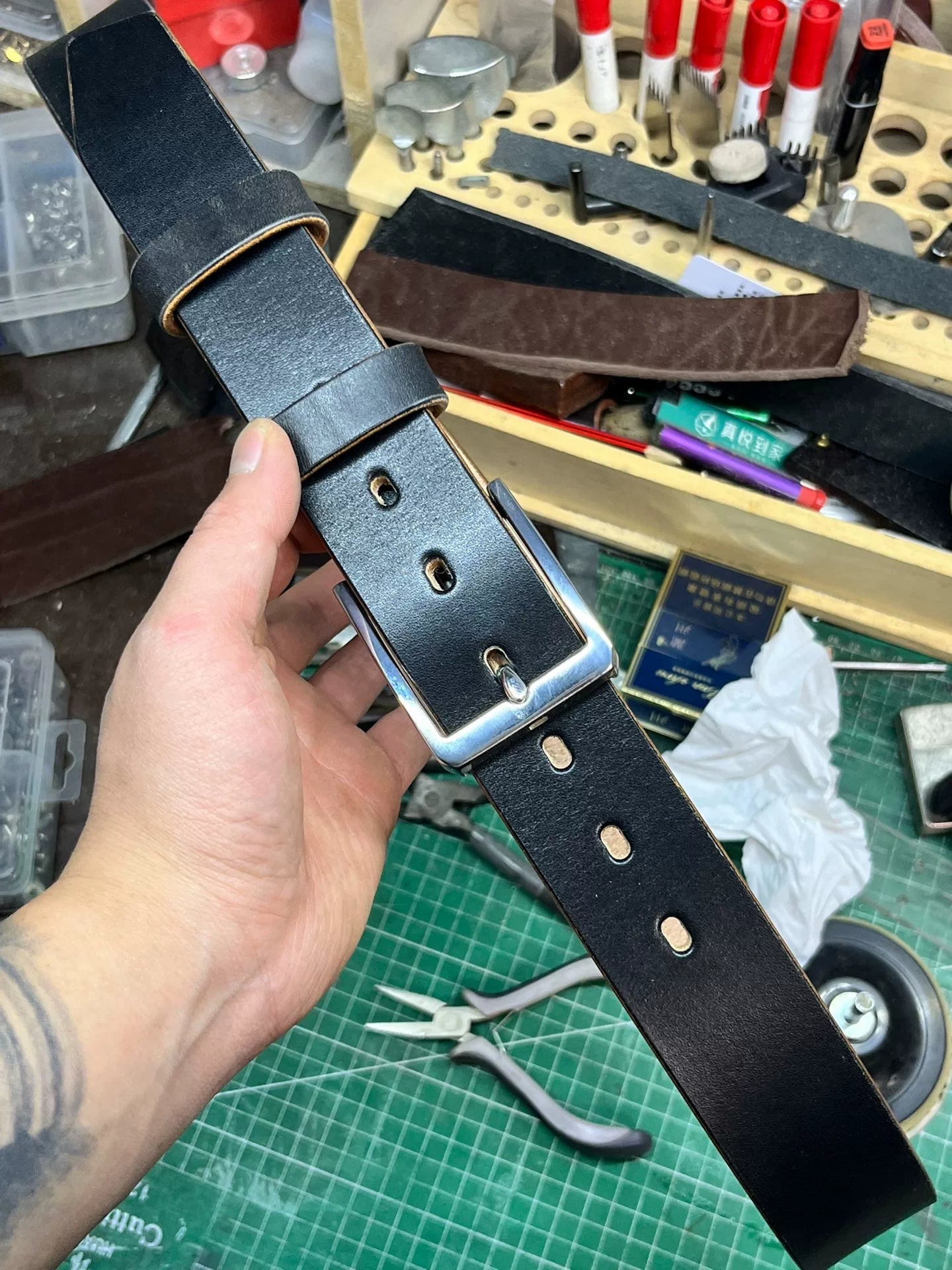 JF bridle leather full-grain belt. Purely handmade private customiz…