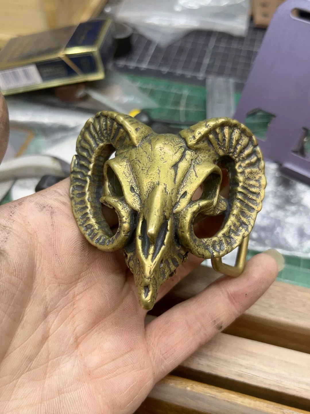Brass belt buckle in stock