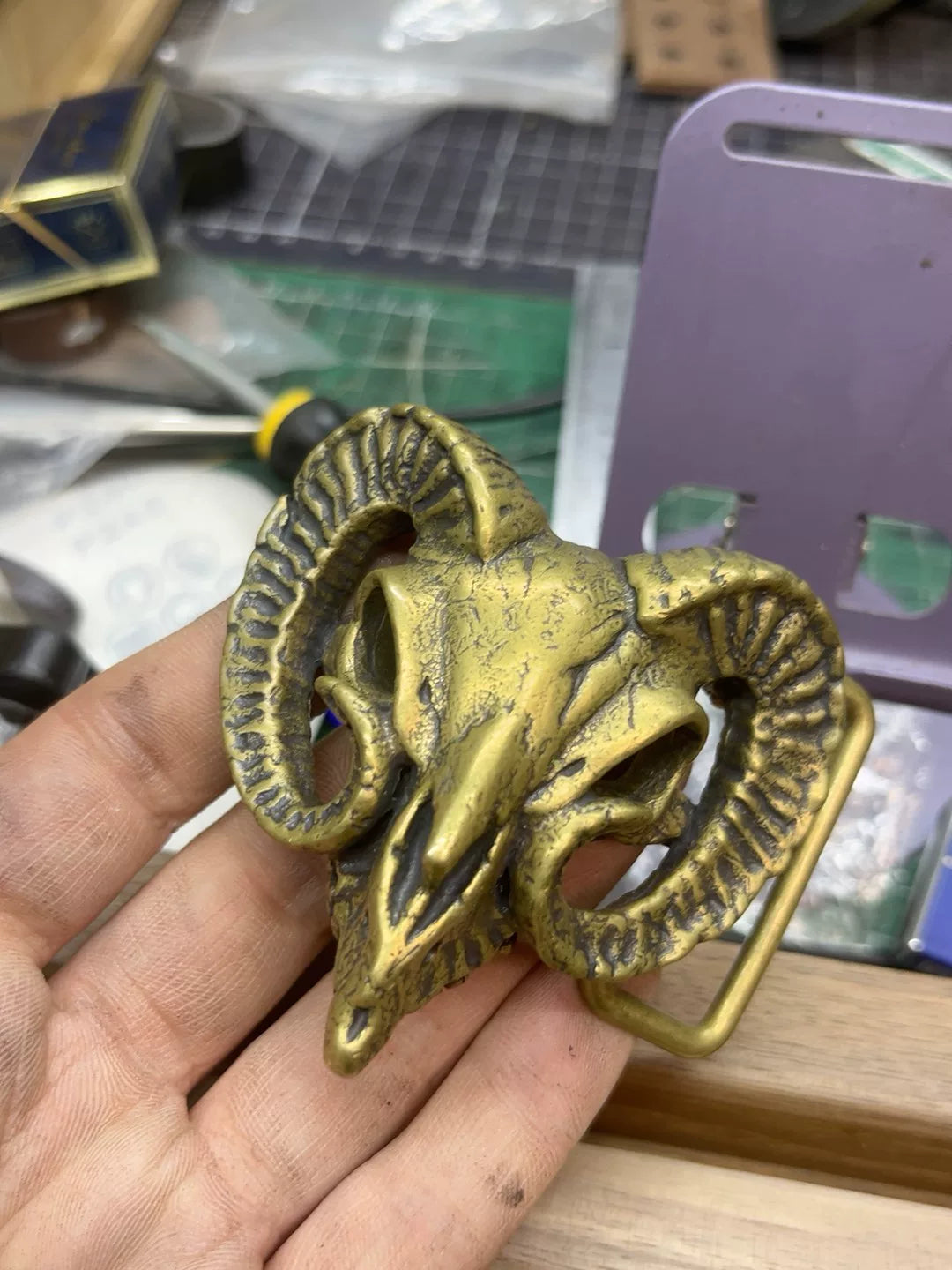 Brass belt buckle in stock