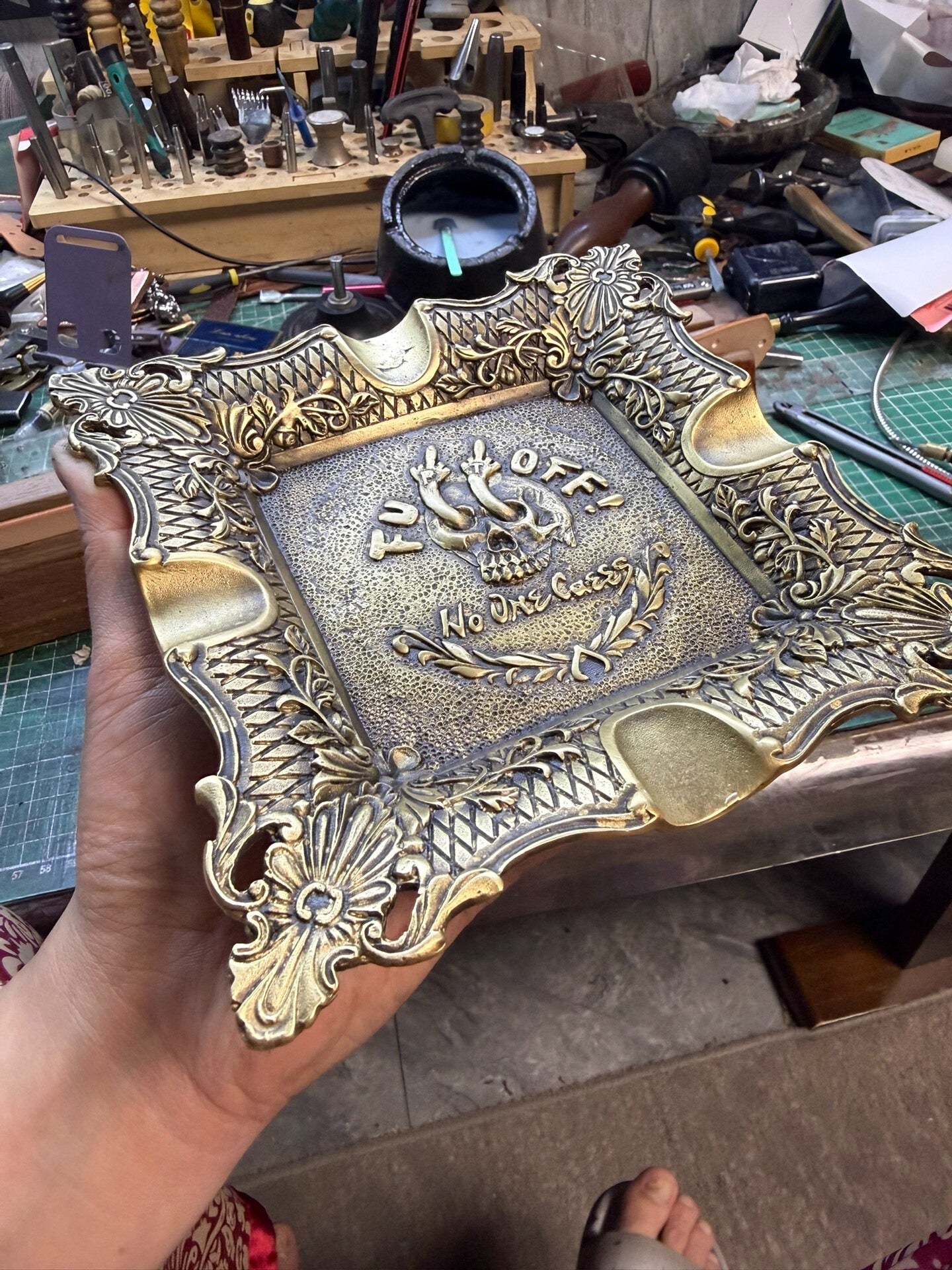 550g Solid Pure Copper Cigar Ashtray — Heavy Brass