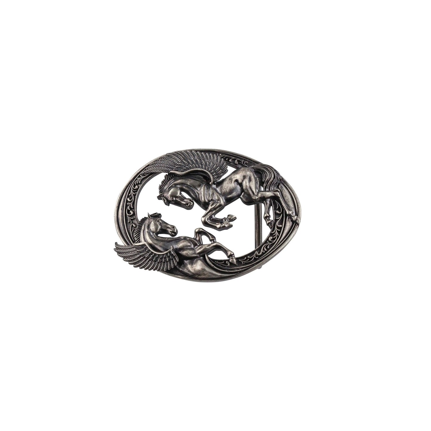 Adjustable belt with white copper pegasus buckle