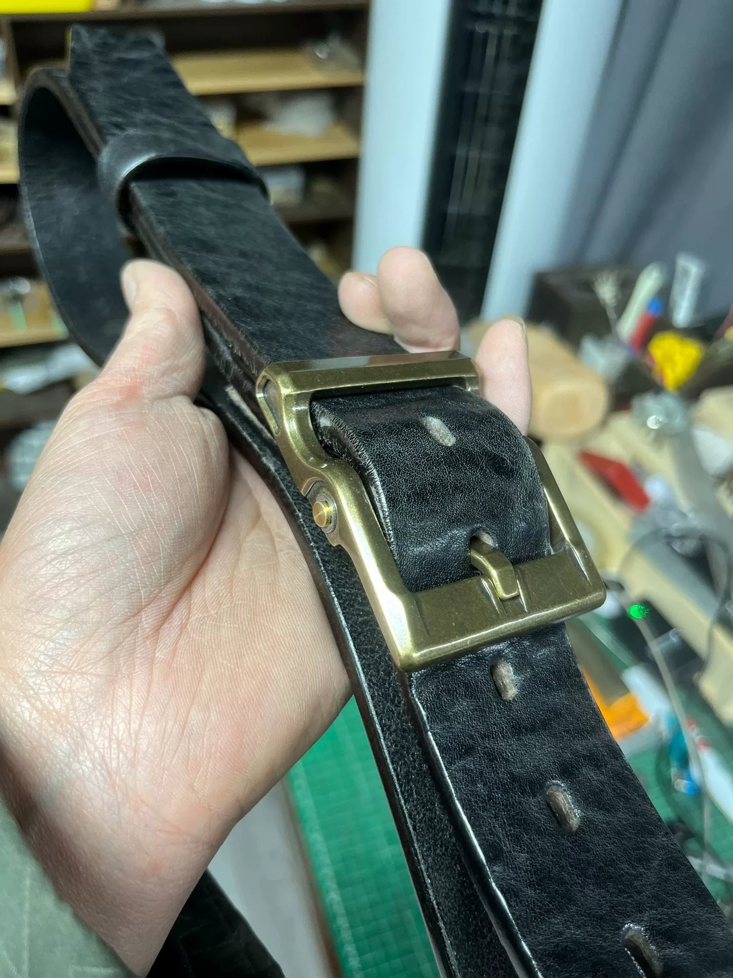 Custom 5.5–6mm North American Bison Leather Handmade Belt
