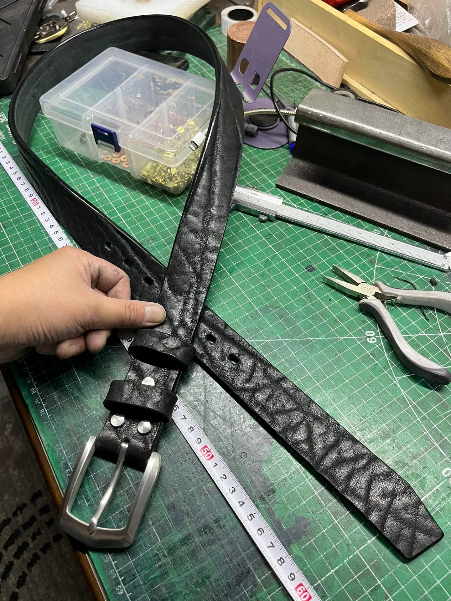 5.5mm thickened North American bison leather handmade belt