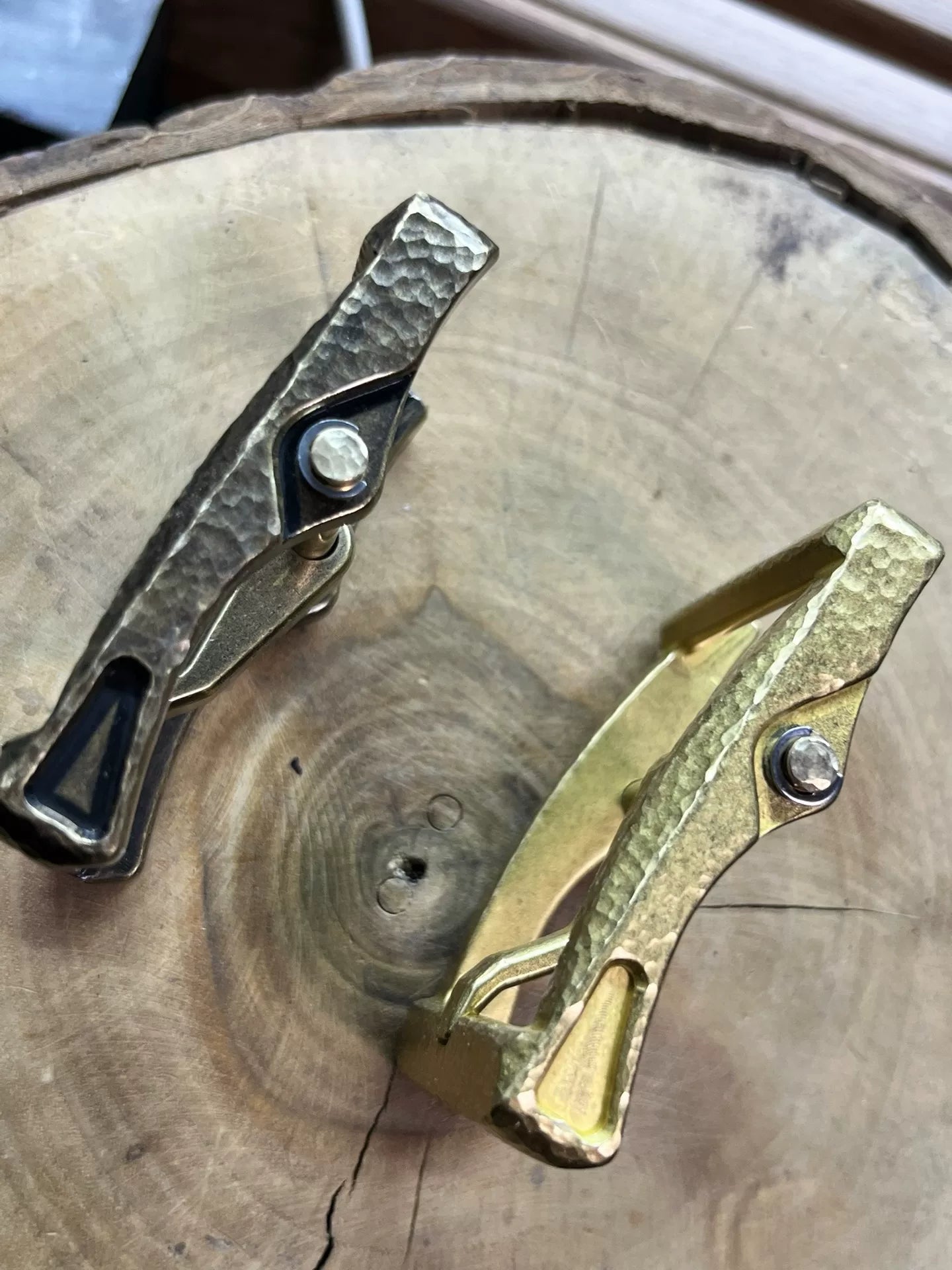 Unparalleled Heroes solid copper belt buckle with hand-hammered pat…
