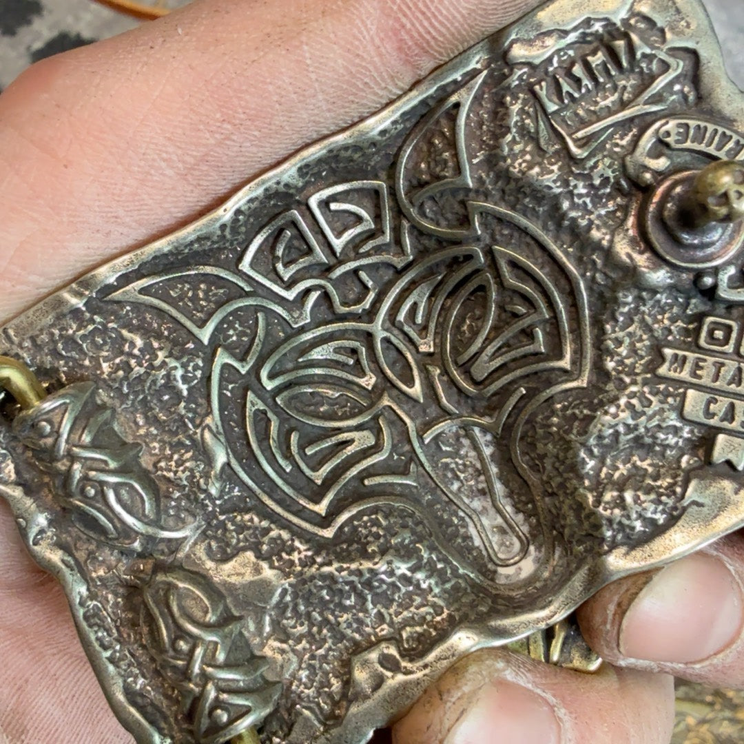 Pure copper wolf head Western Central Cuban buckle