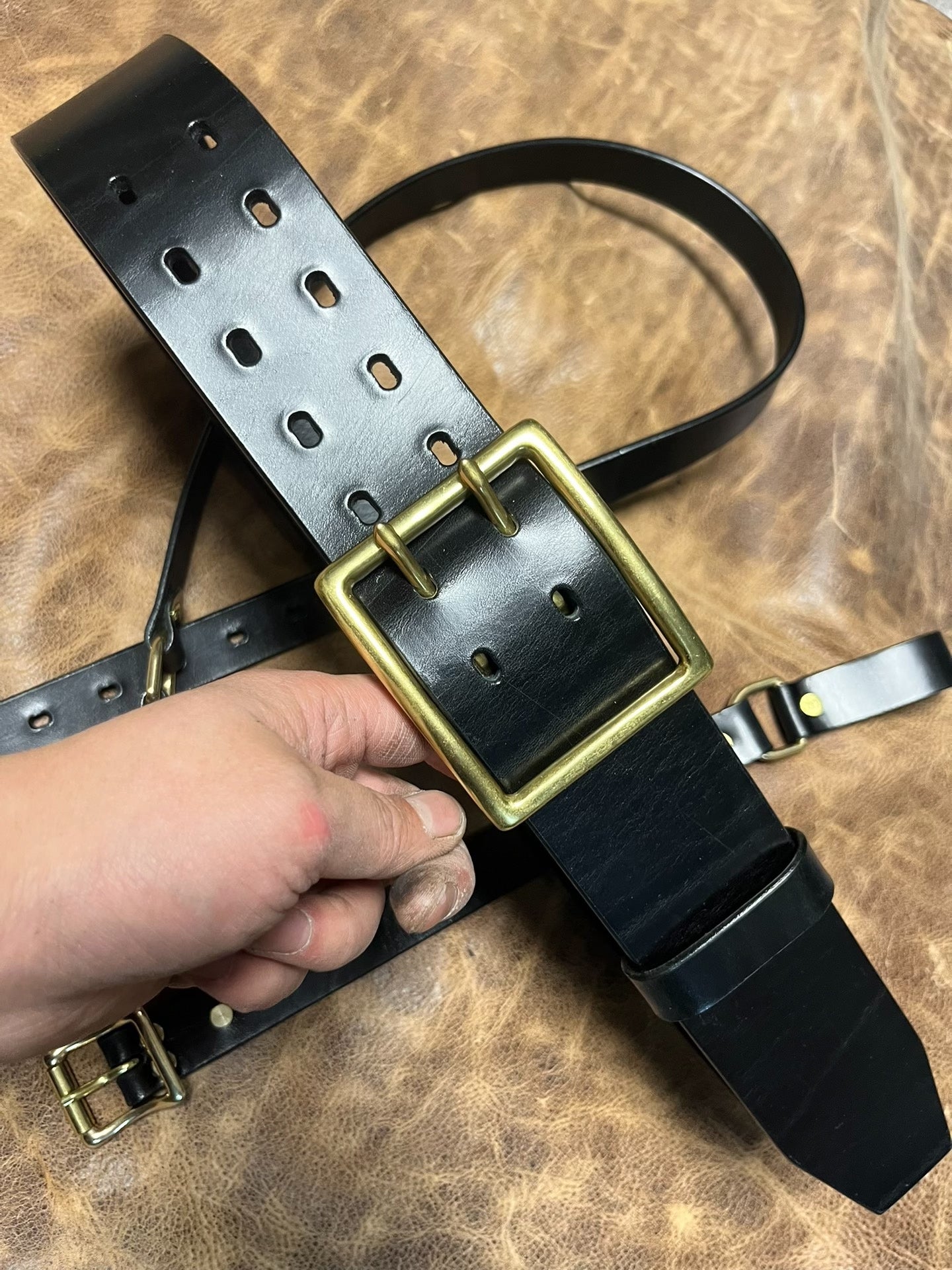 5.5cm wide genuine leather first layer cowhide fitness belt widened…