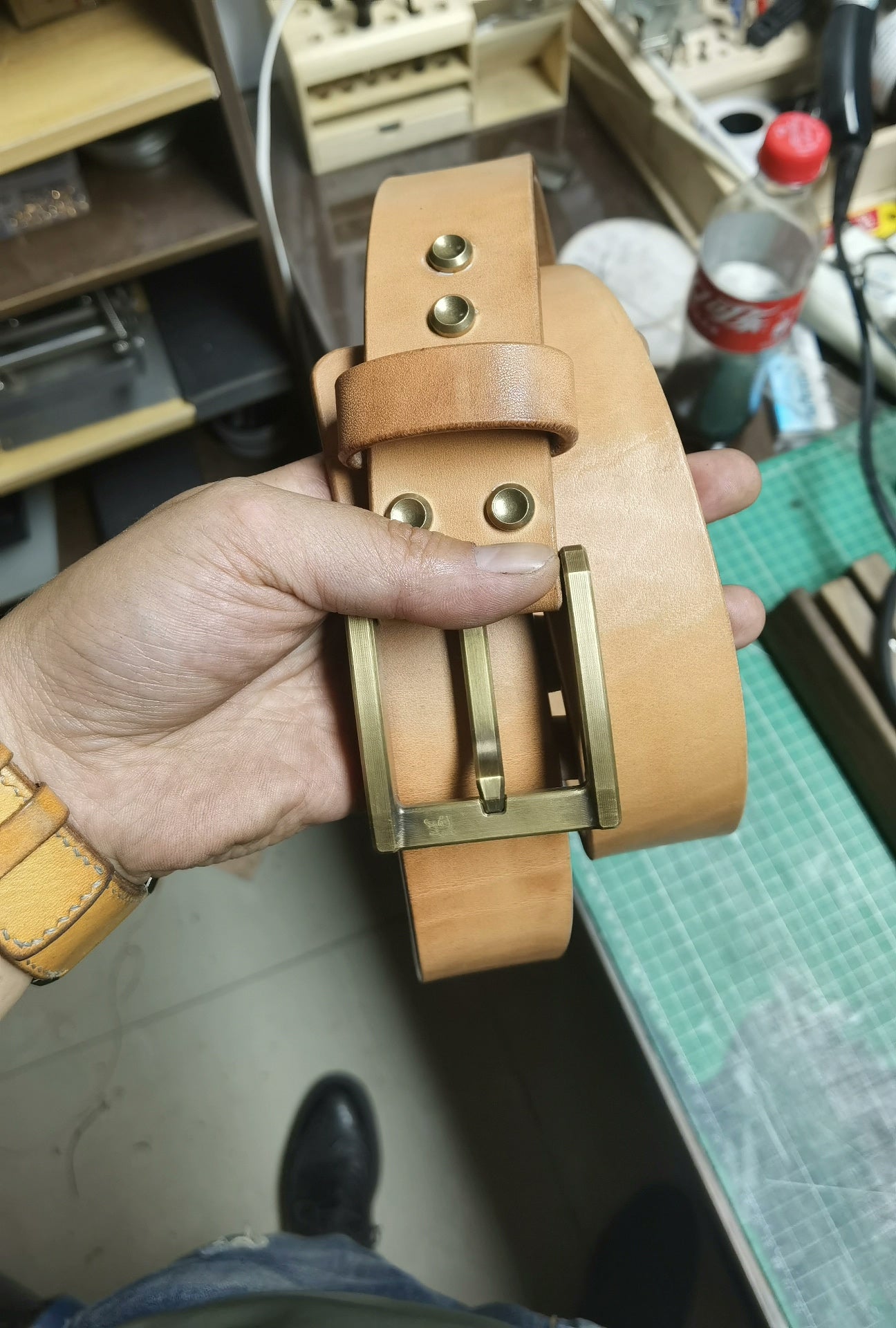 Japanese Shonan fat back leather handmade sandpaper polished edge belt