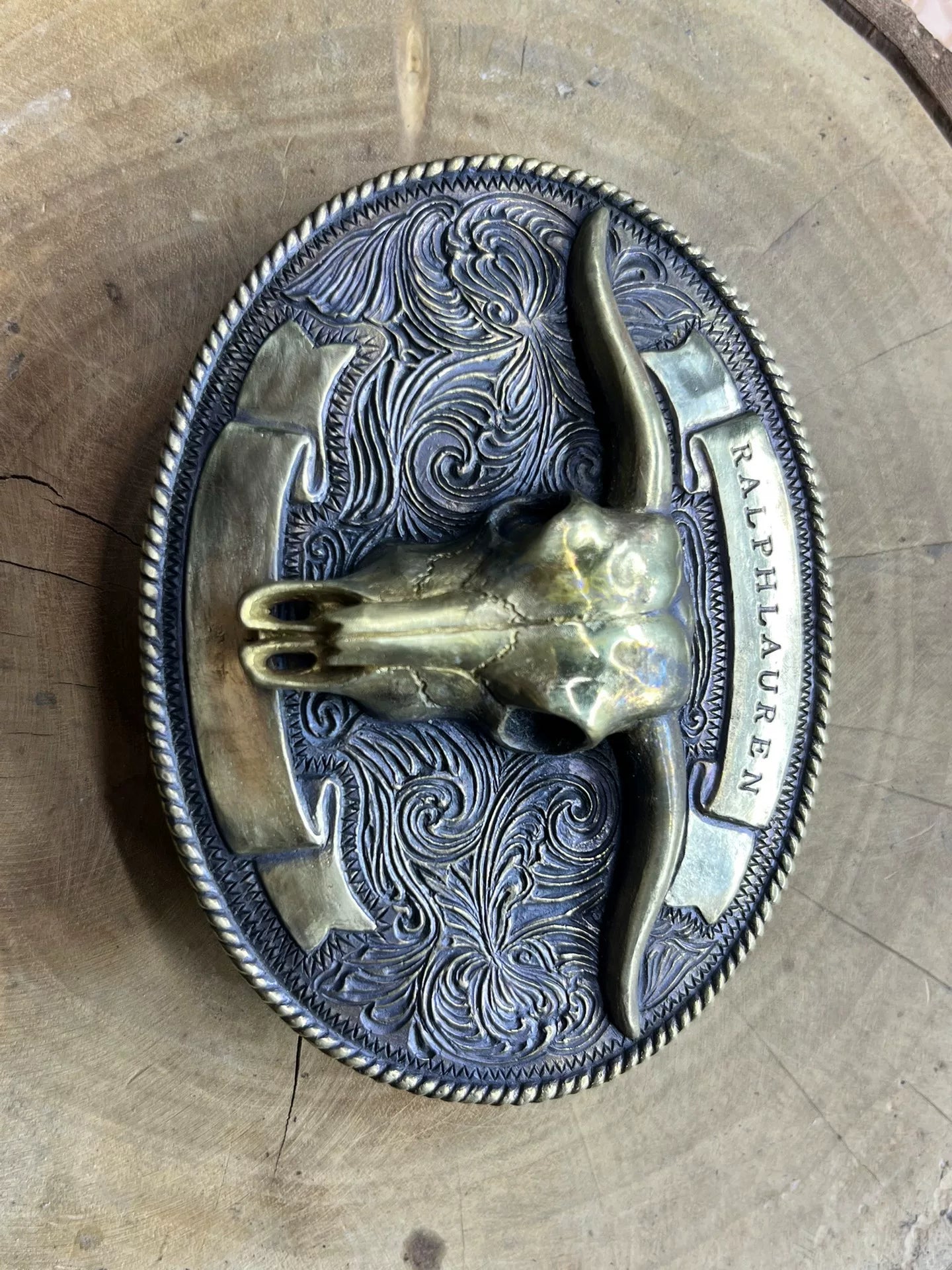 Spot handmade belt buckle Western Middle Ages Ami khaki bull head b…