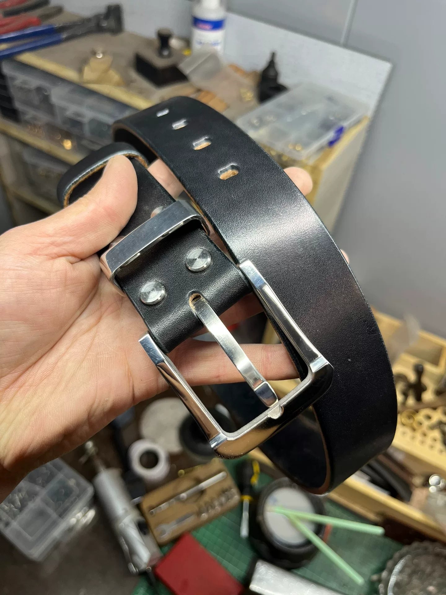 5.5mm thick Japanese Tochigi Shonan back leather belt with handmade…