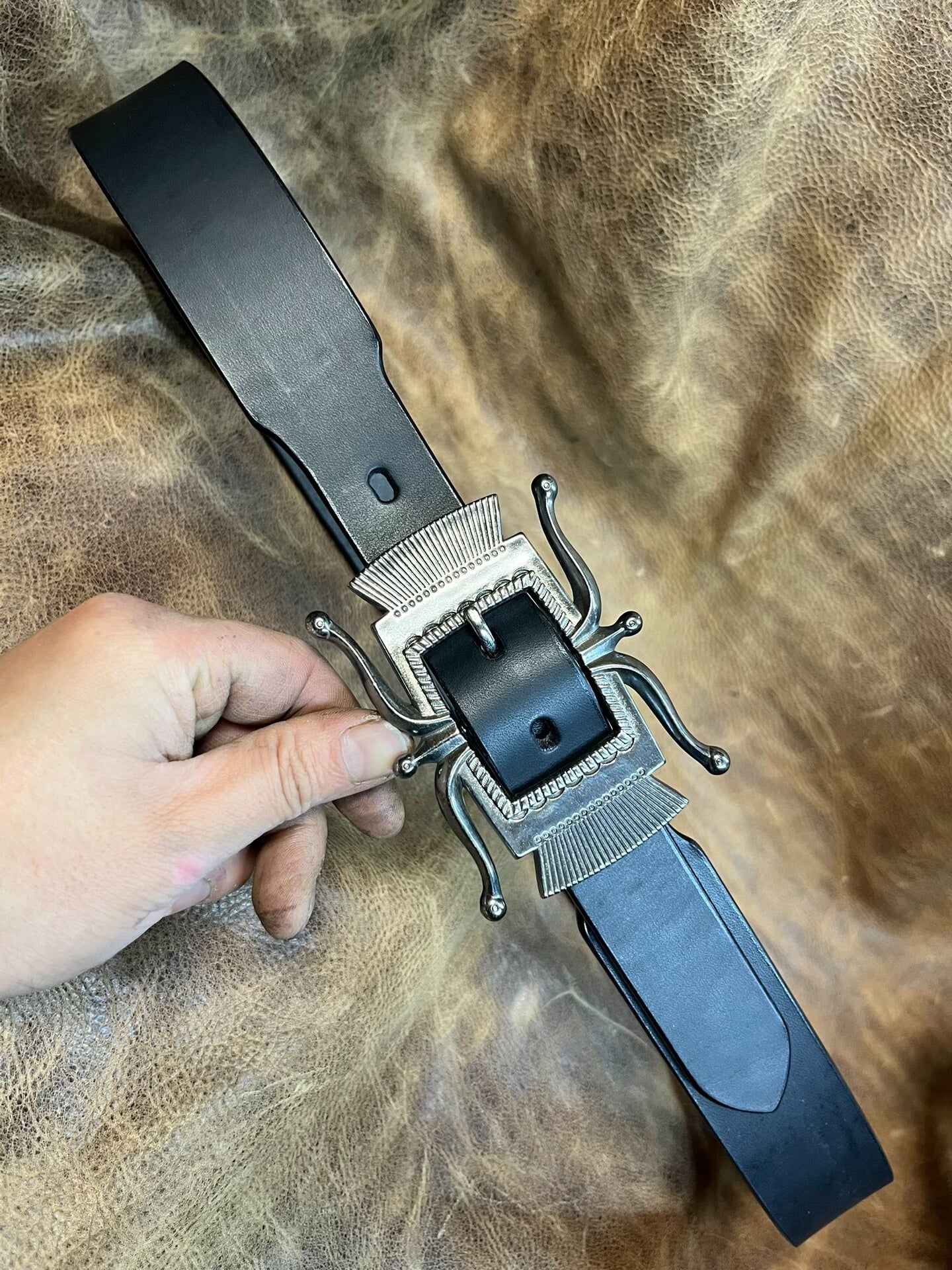 925 silver rrl eight-claw buckle original American western retro be…