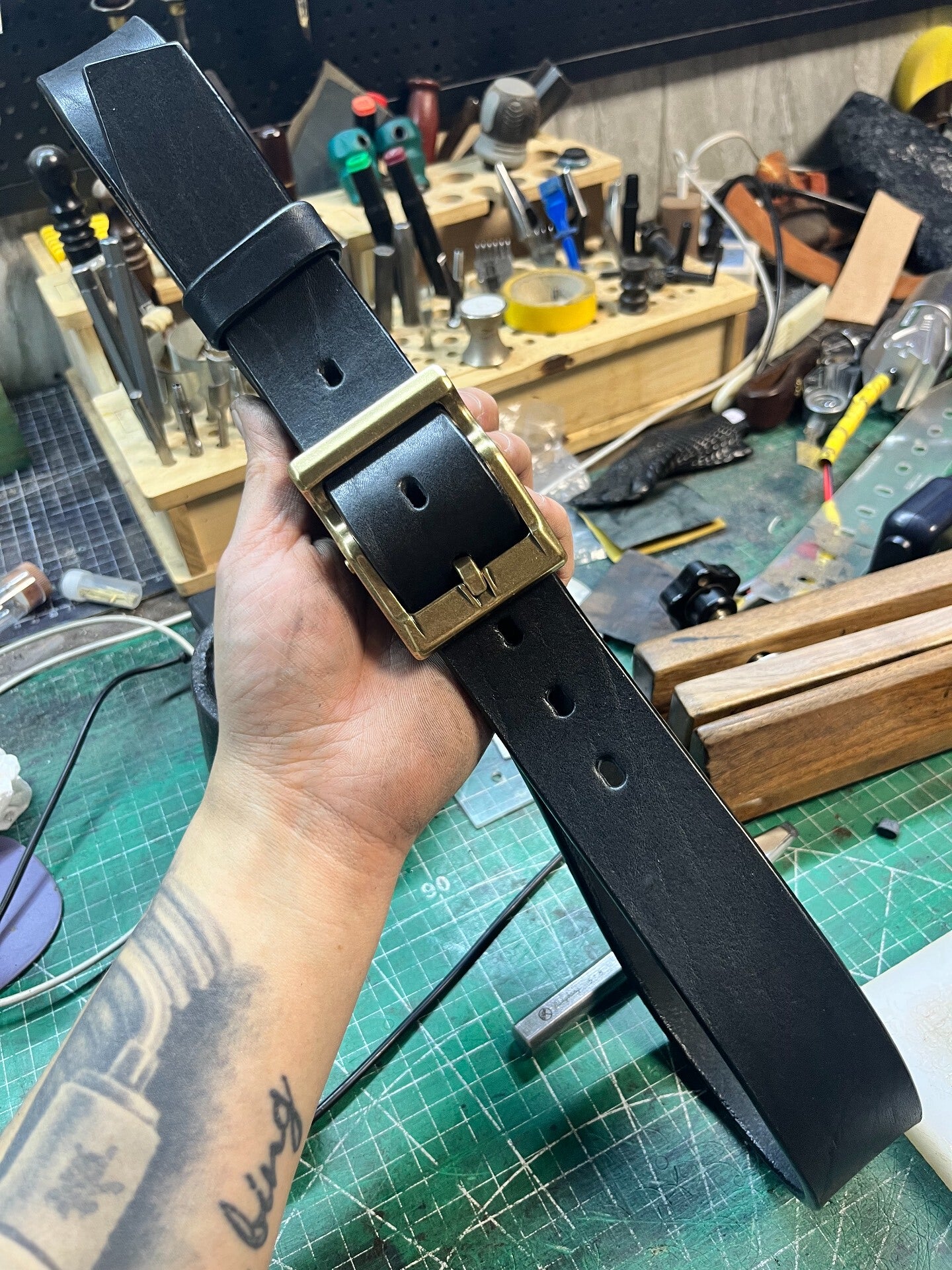 Custom 5.5–6mm North American Bison Leather Handmade Belt