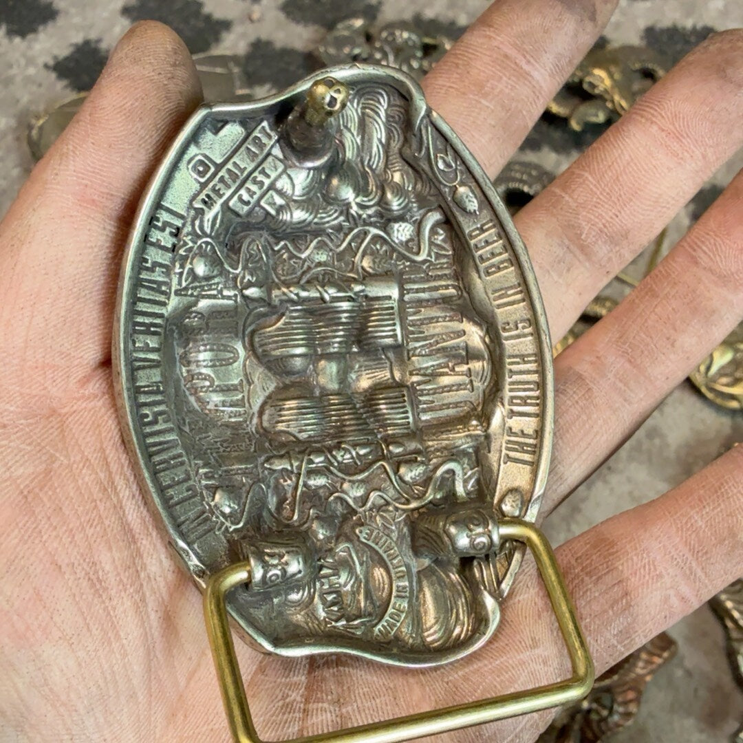 Pure copper Western Skull Cuban gusset plate buckle