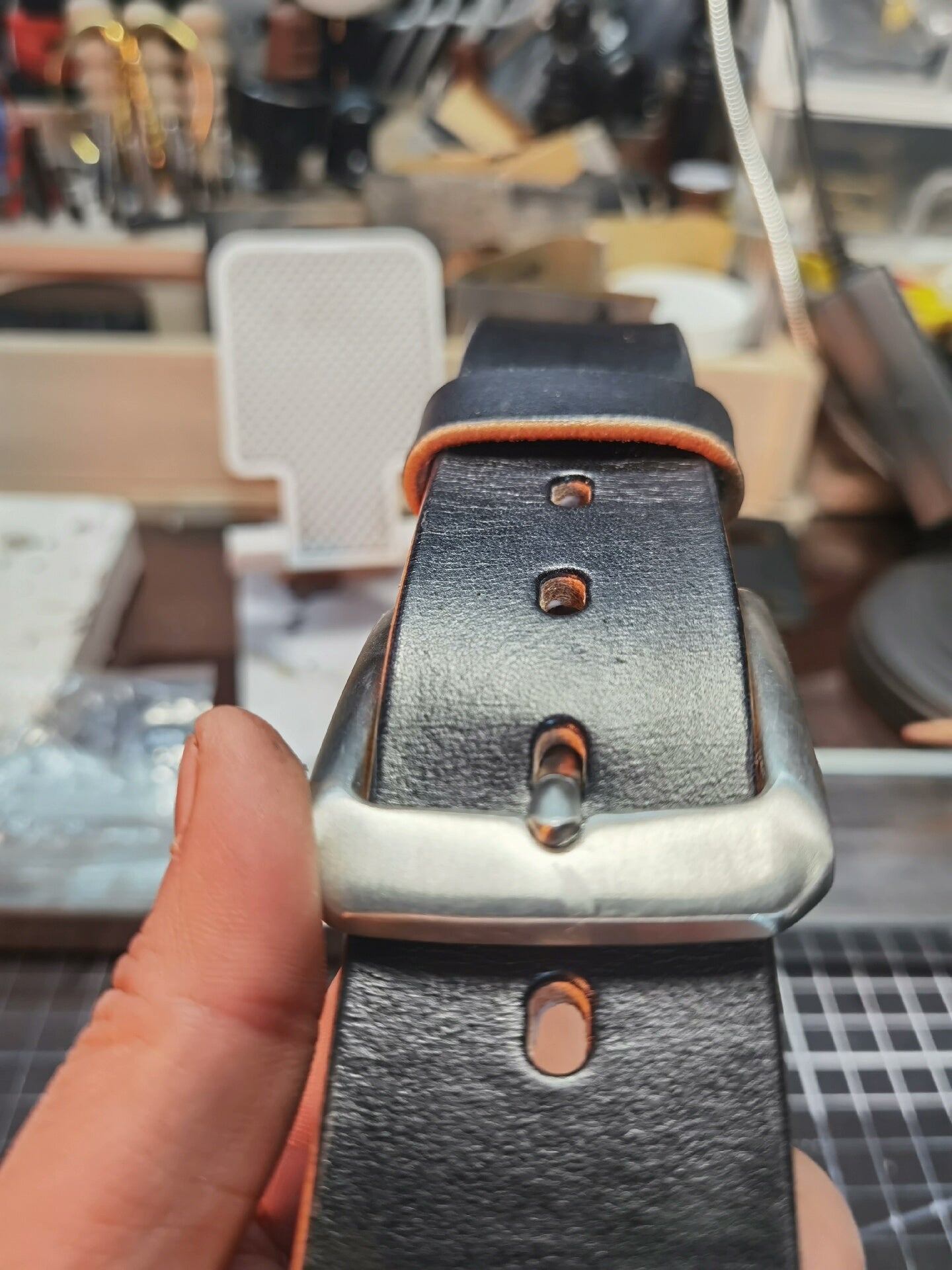 Meian handmade belt, imported from Meian. Black, business casual belt