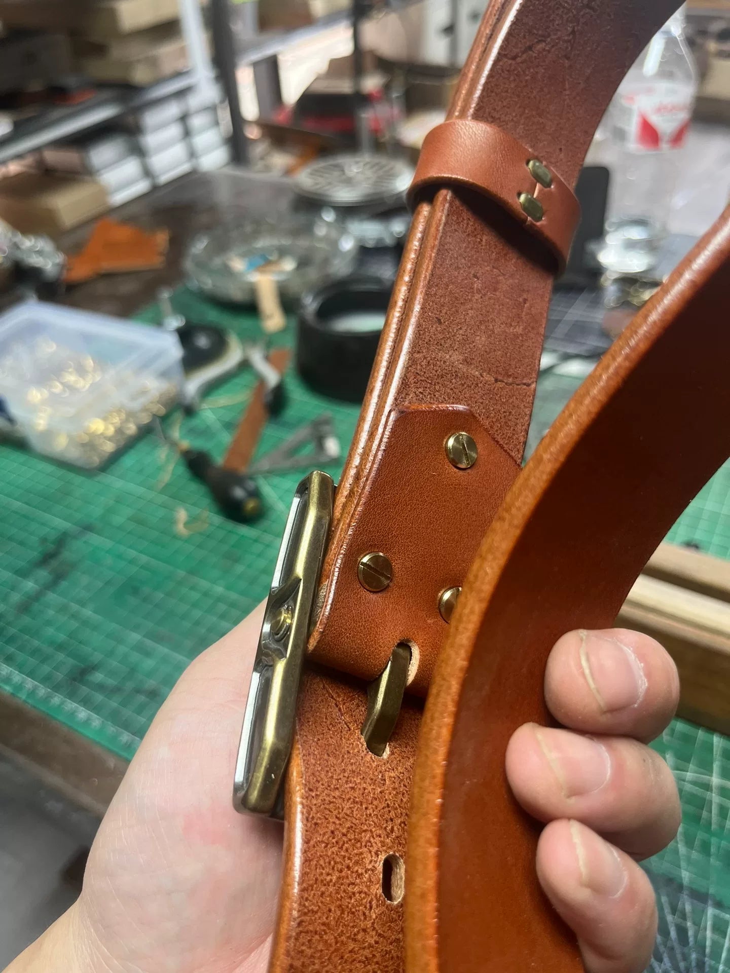 Caramel brown saddle leather handmade belt belt first layer cowhide…