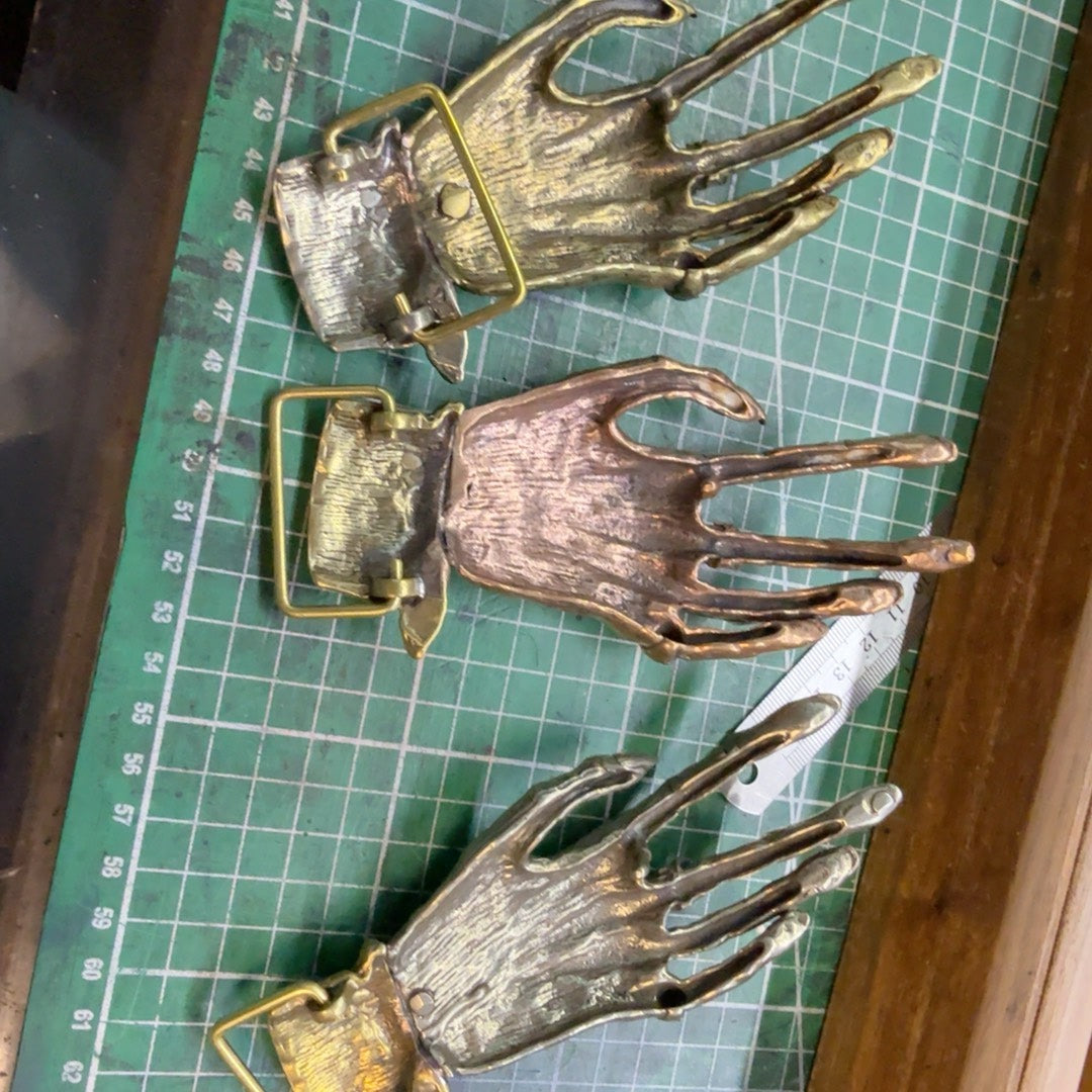 Large lengthened pure copper ghost claw belt buckle, retro style