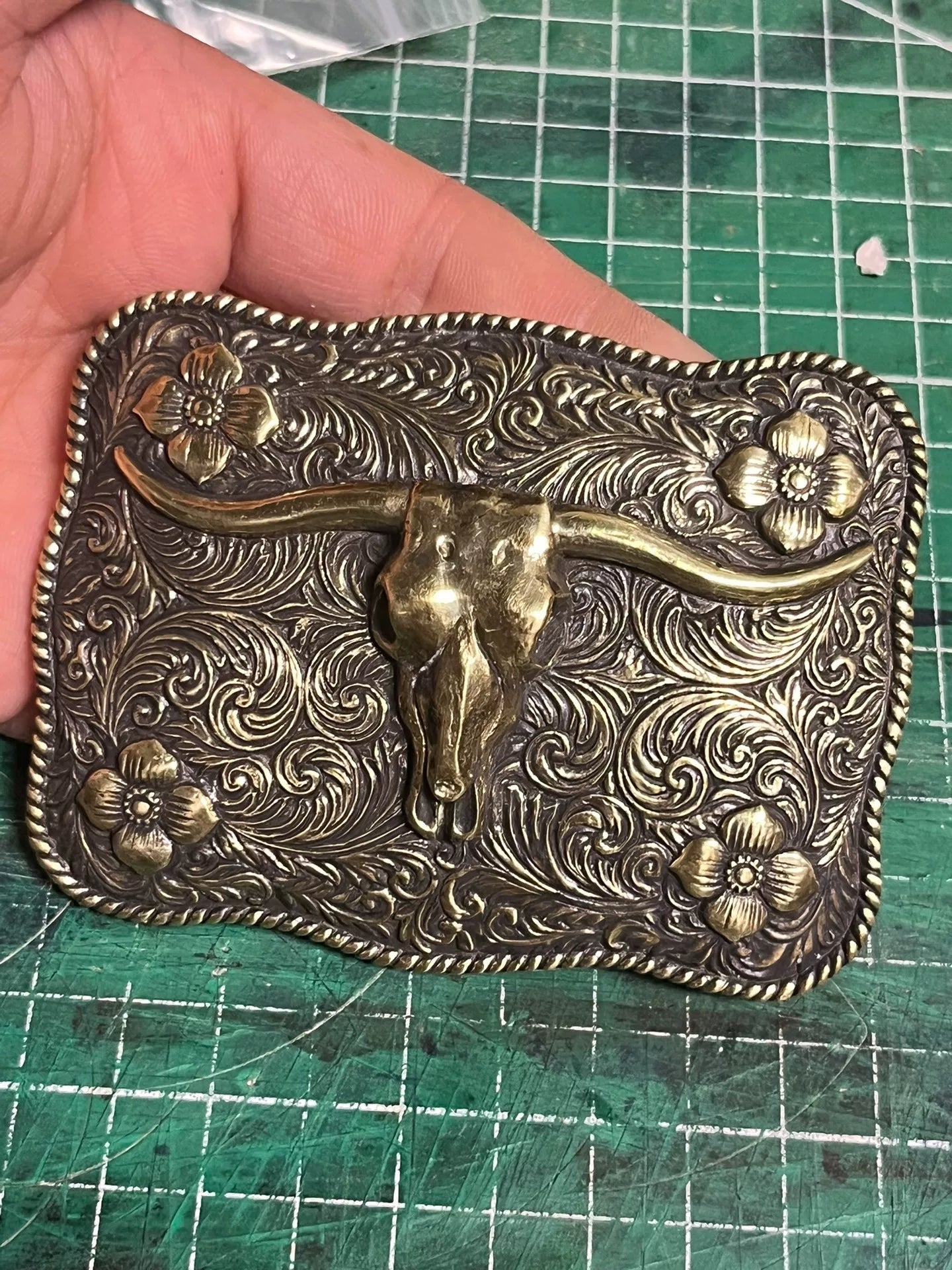 Handmade western medieval Ami khaki bull head belt
