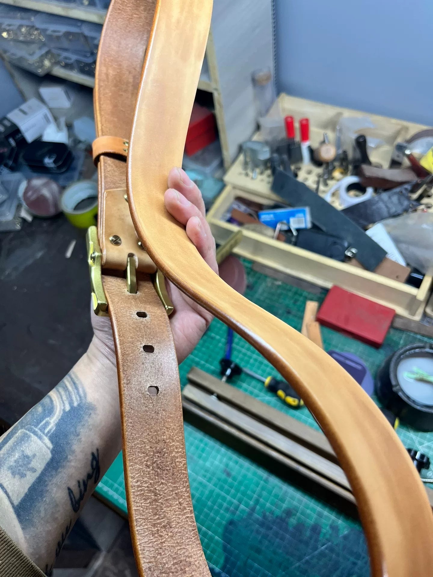 Meian's handmade belts are customized. Before delivery