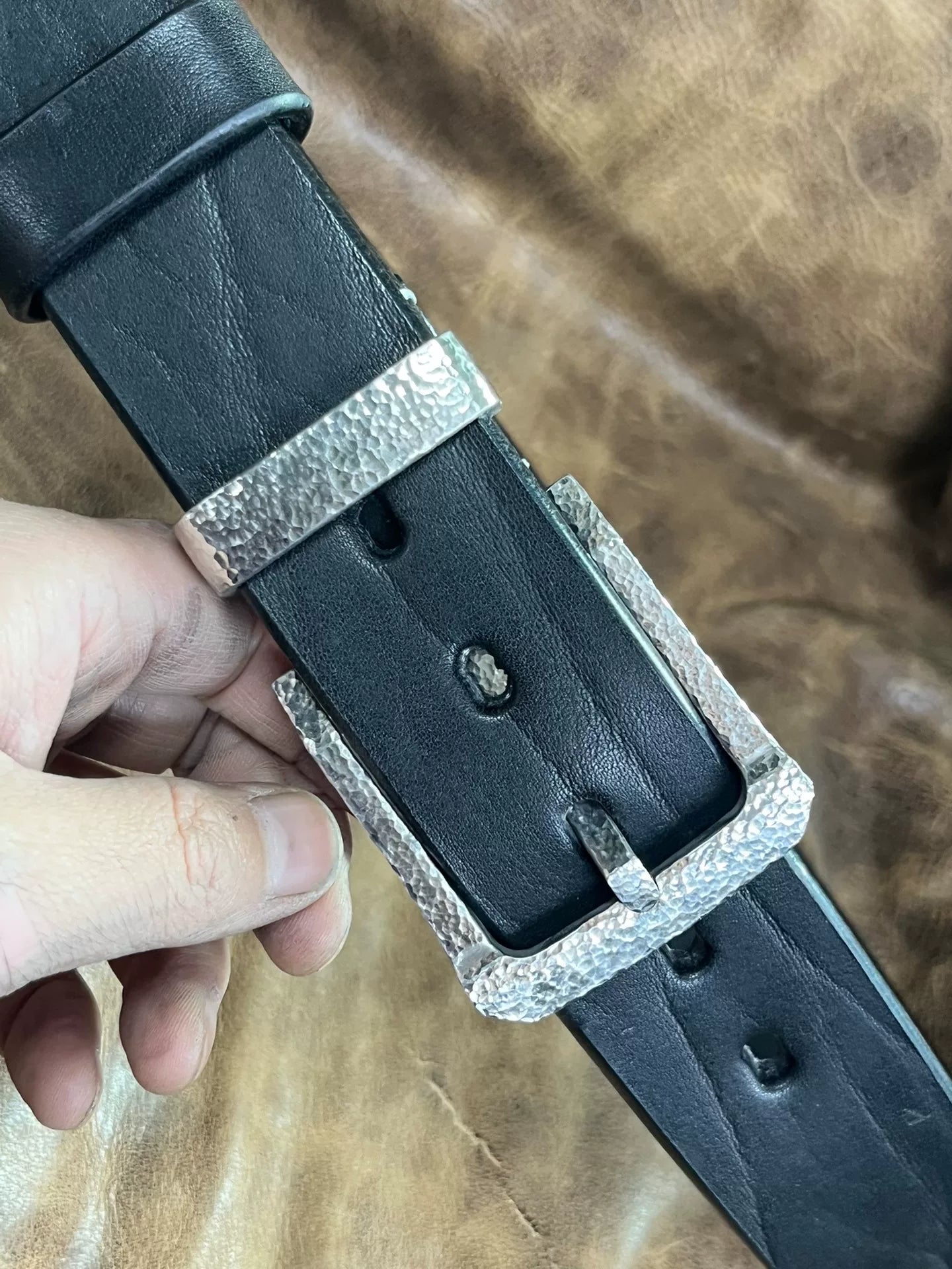 5.5 to 6 mm black bison leather formal business pin buckle business…