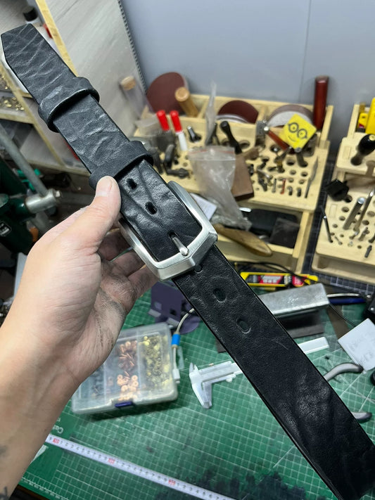 5.5mm thickened North American bison leather handmade belt