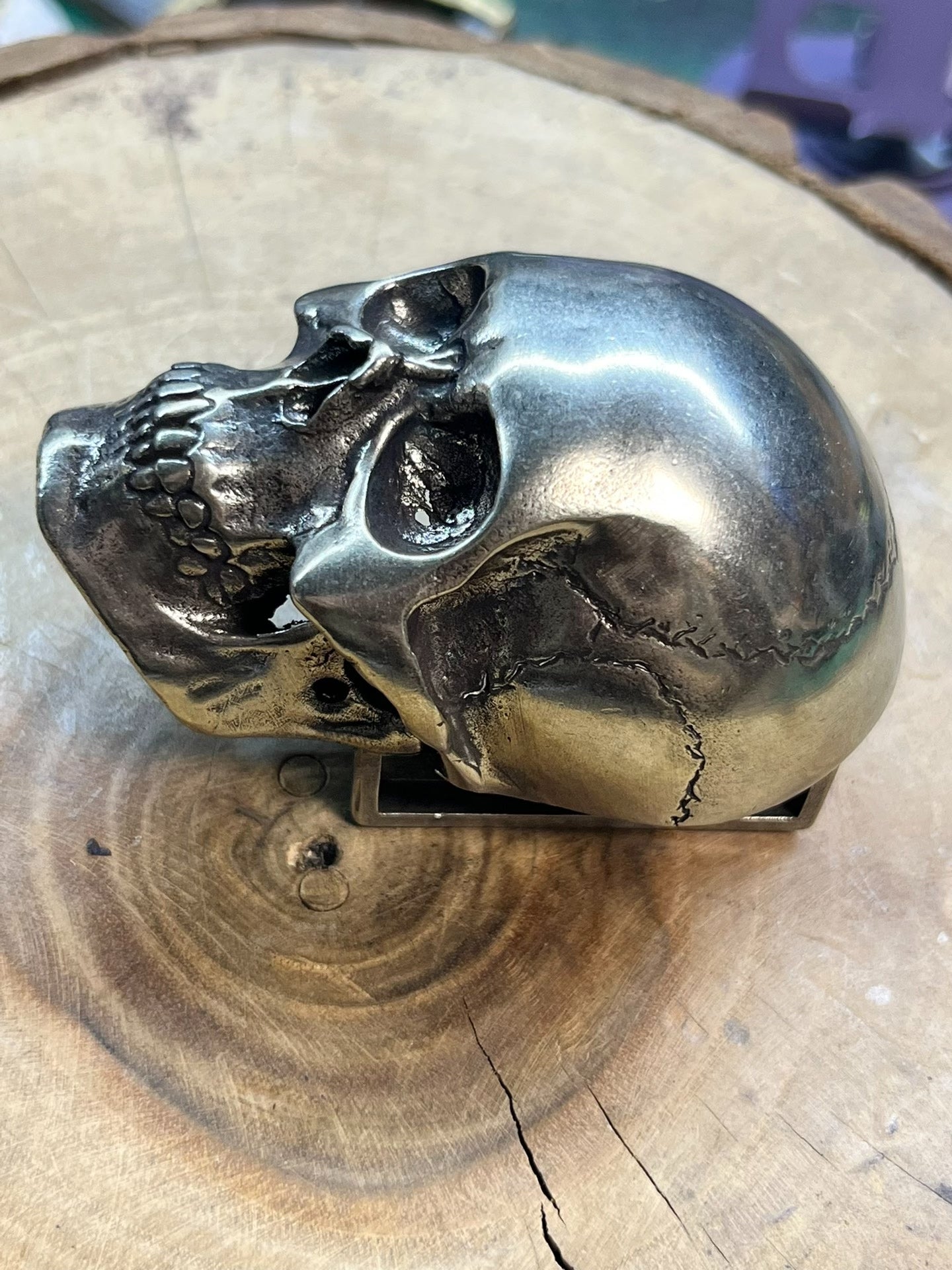 Pure copper skull belt buckle