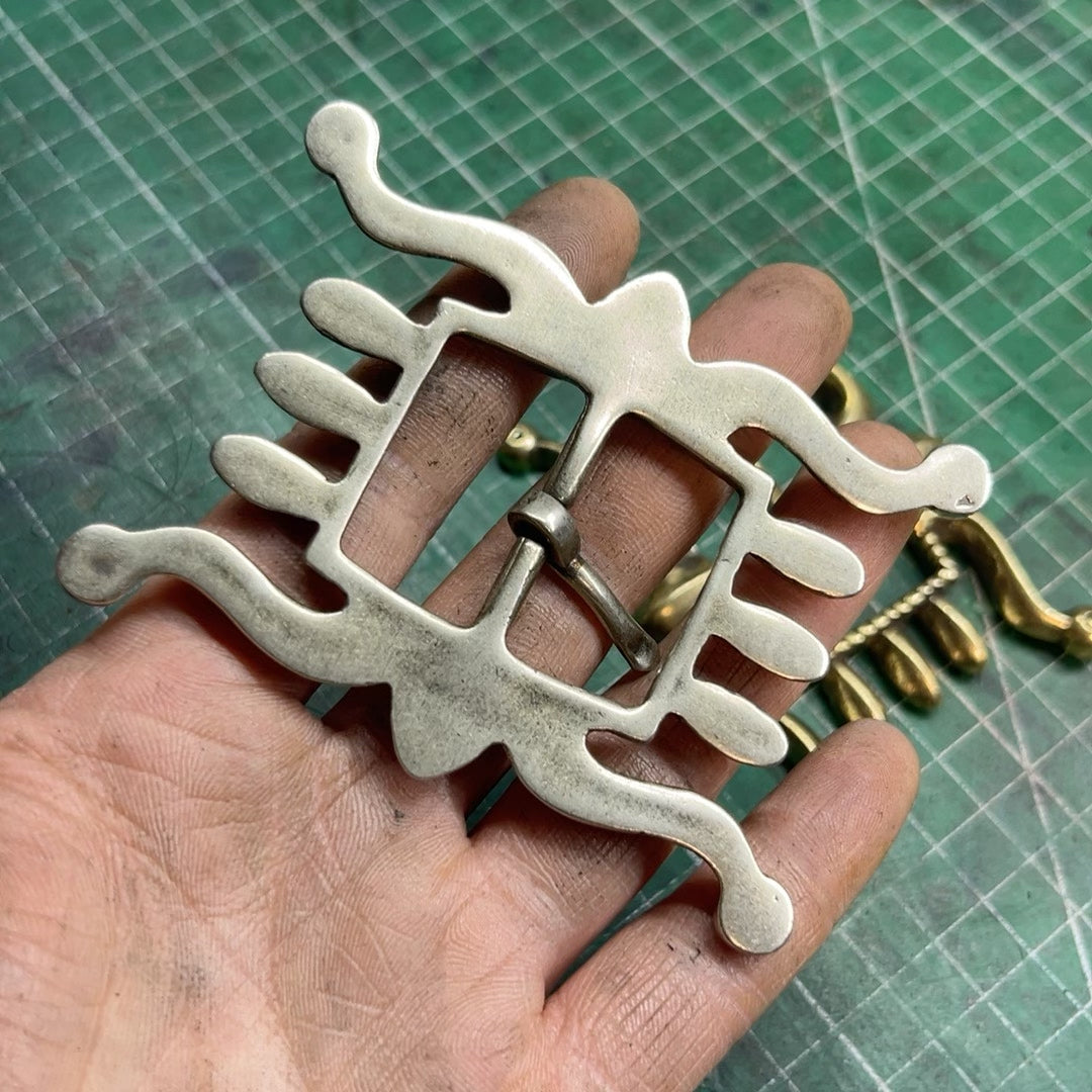 RRL Octopus White Bronze Belt Buckle — Brass, Detailed Finish