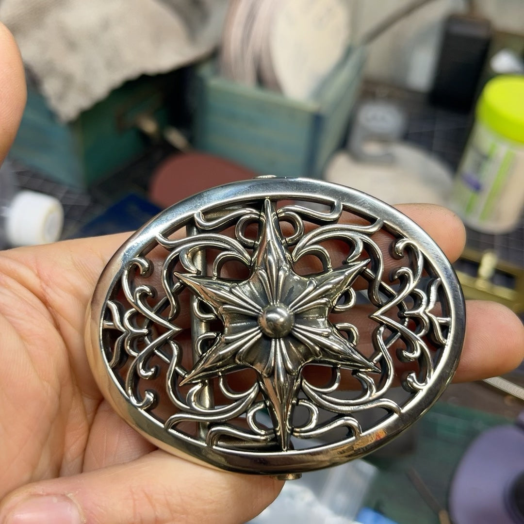 Chrome-Heart Six-Point Star Buckle — Precision Polished, Heavyweight