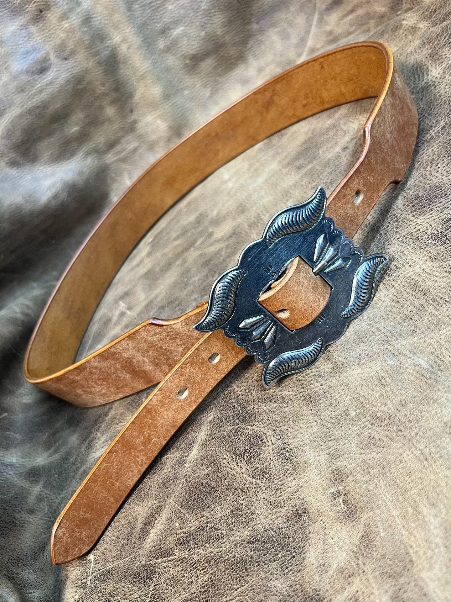 Brass silver plated RRL vintage handmade belt customized