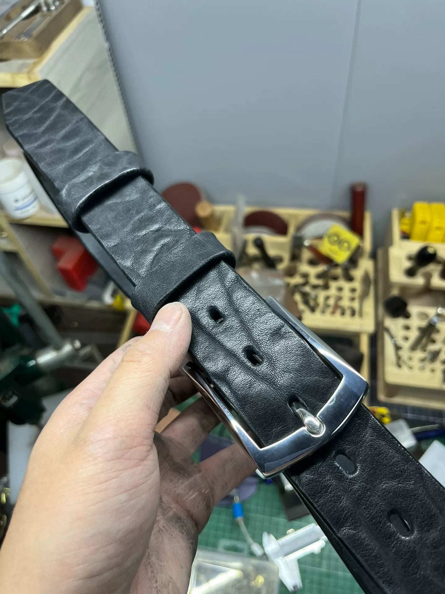 5.5mm thickened North American bison leather handmade belt