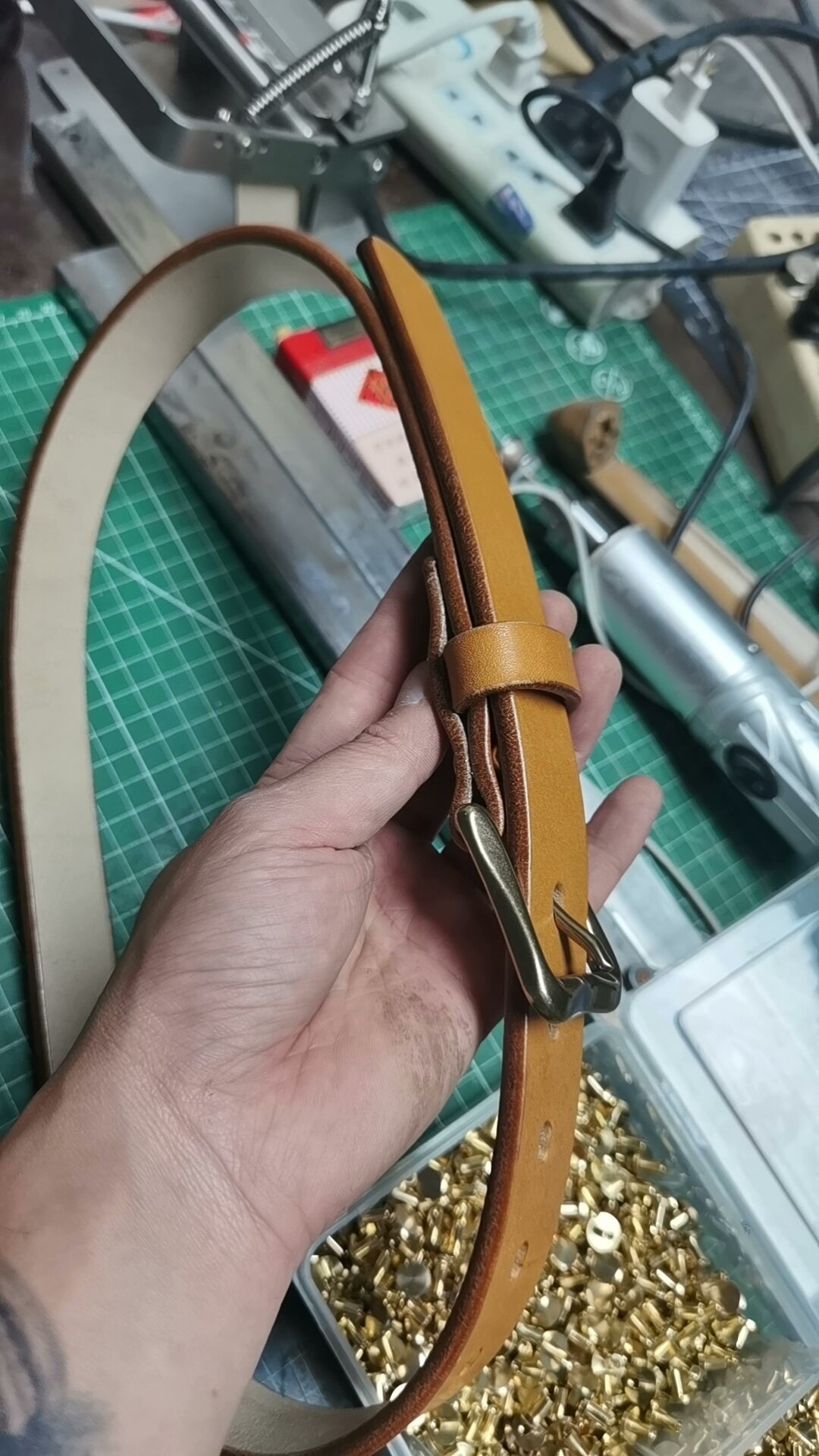 Beeswax color JF horse bridle women's handmade belt