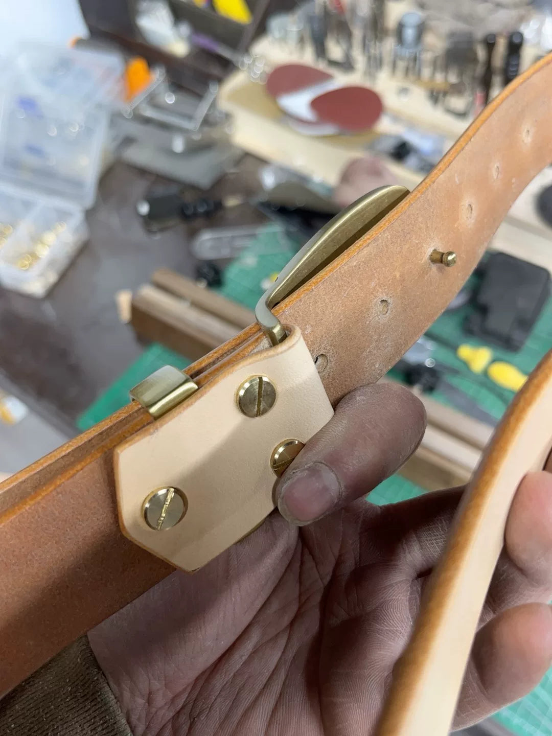 Handmade belt Italian vegetable tanned leather wide 3.8 belt handma…