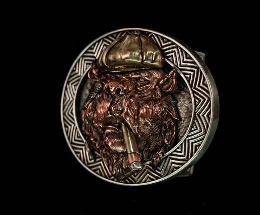 Shelby Bear pure copper handmade custom belt buckle