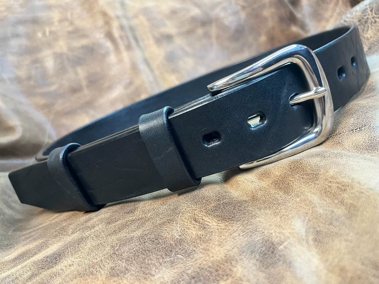 Handmade bison leather belt