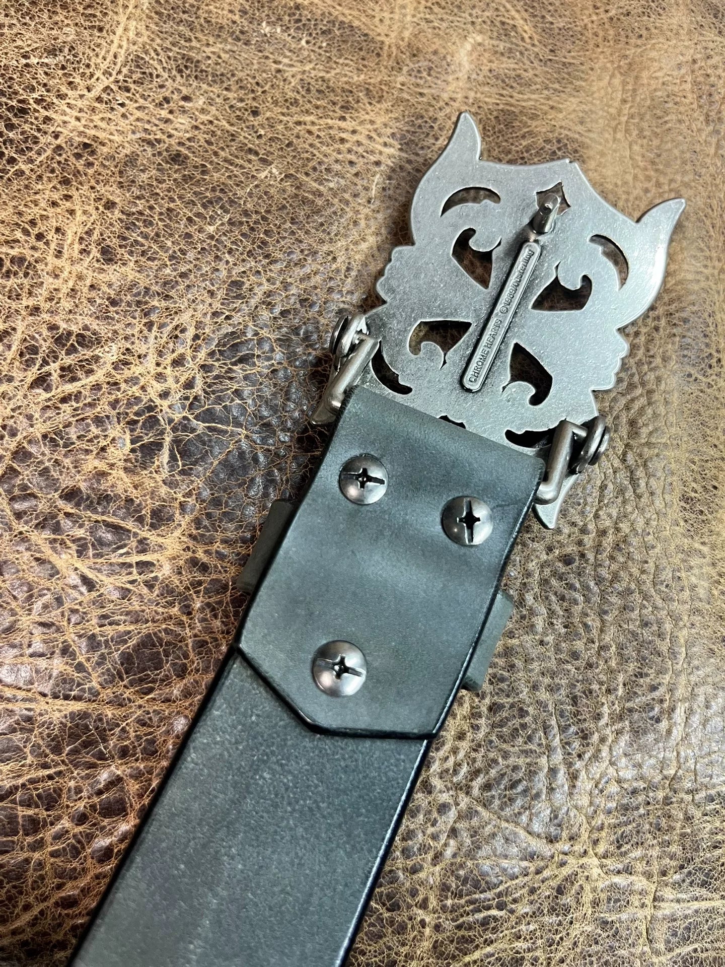 Italian bridle and handmade belt with Crocodile heart buckle