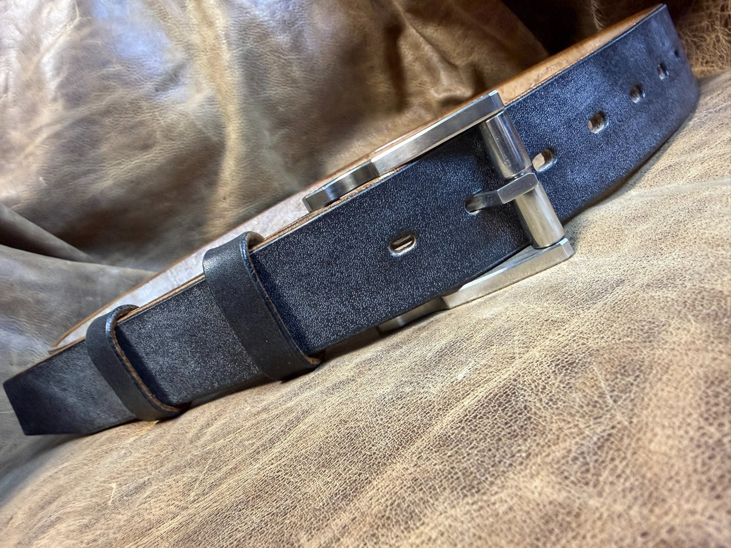 316L Line-Cut Stainless Buckle Paired with J.F. Baker Full-Grain Br…