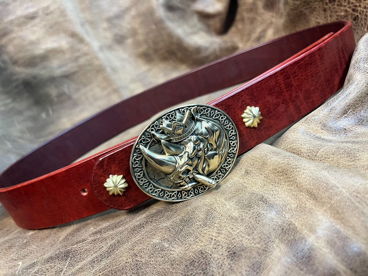 Jiayantang brass realistic rhino belt buckle with Italian vegetable…