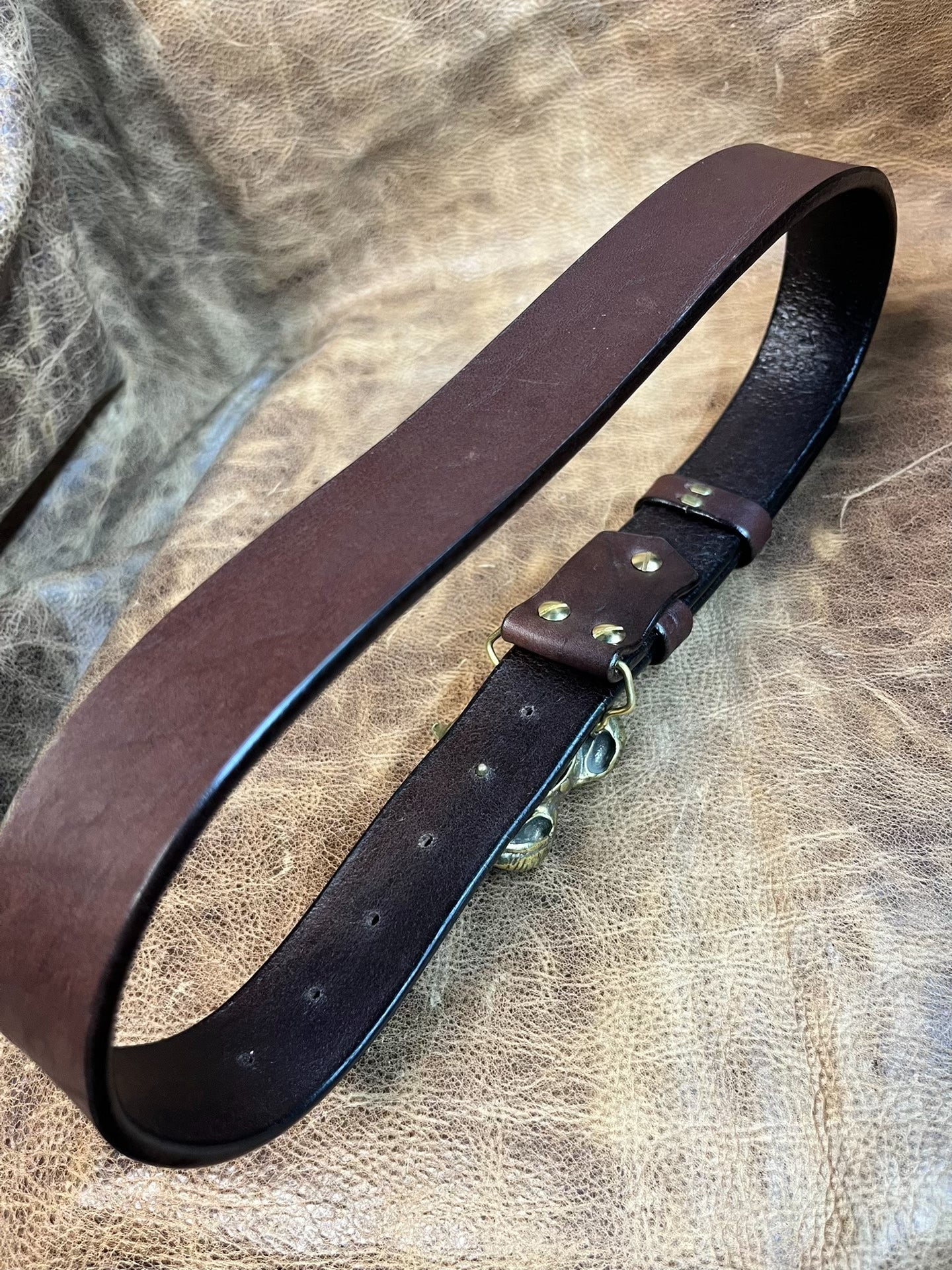 Brown imported North American bison leather genuine first-layer cow…