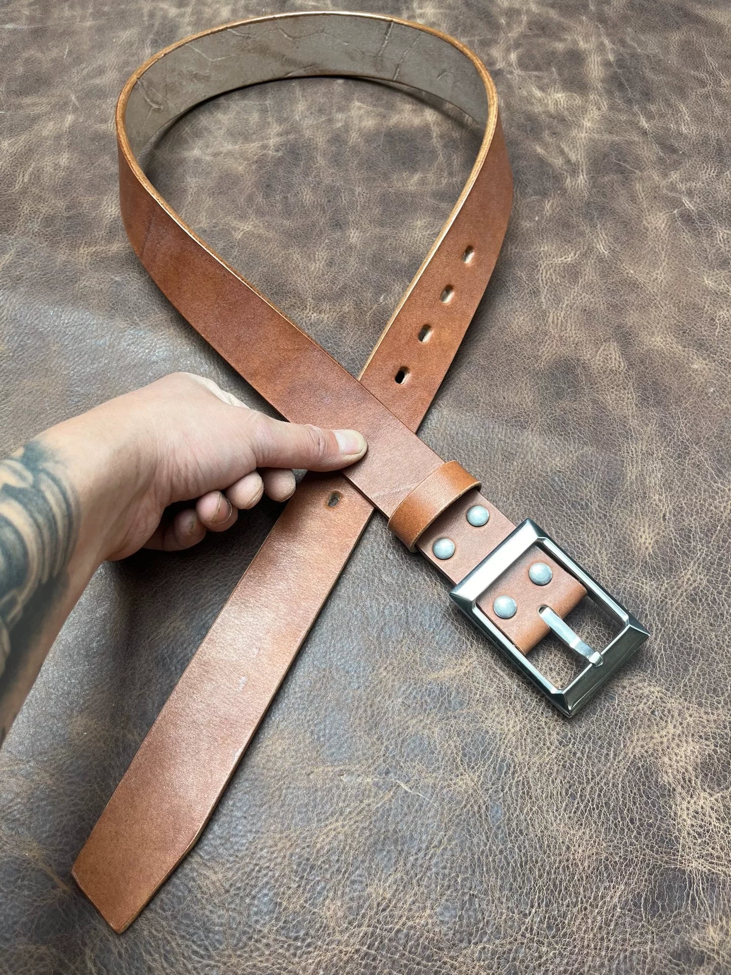 JF.J.Baker full grain jf horse bridle leather belt strip handmade b…