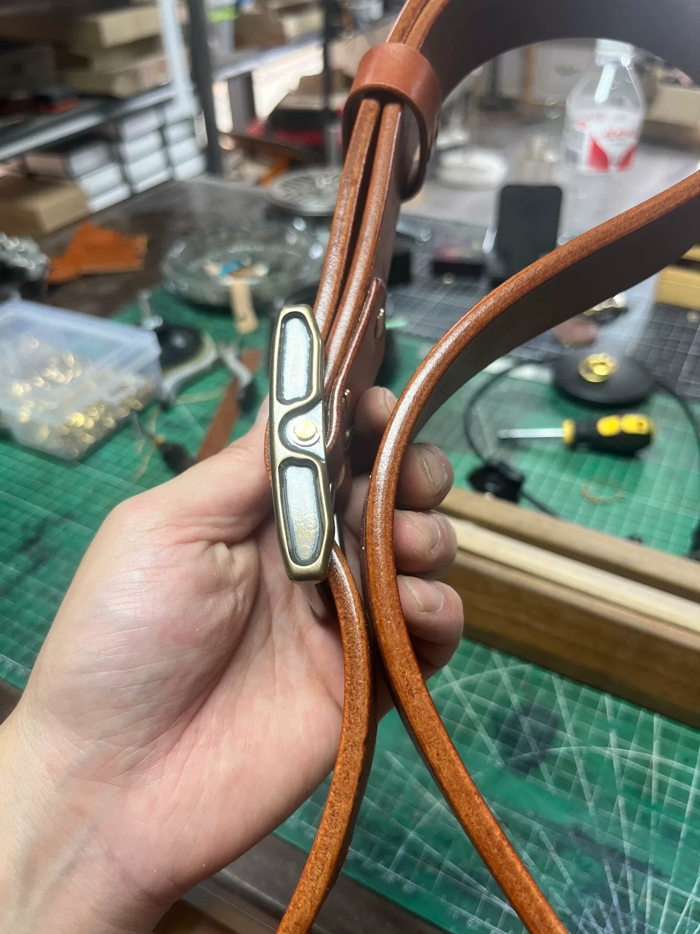 Caramel brown saddle leather handmade belt belt first layer cowhide…